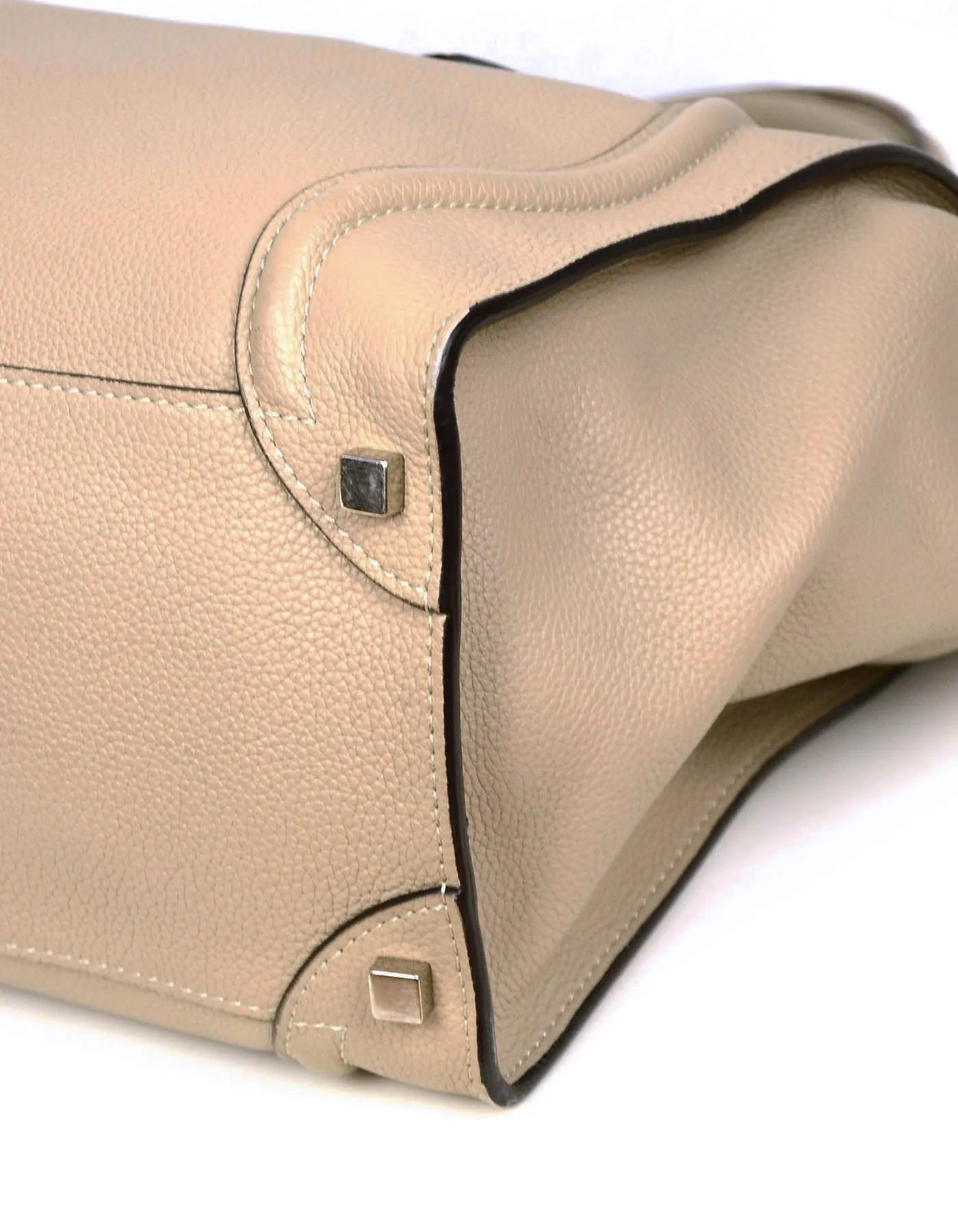 Celine Dune Drummed Calfskin Leather Luggage Shoulder Tote Bag