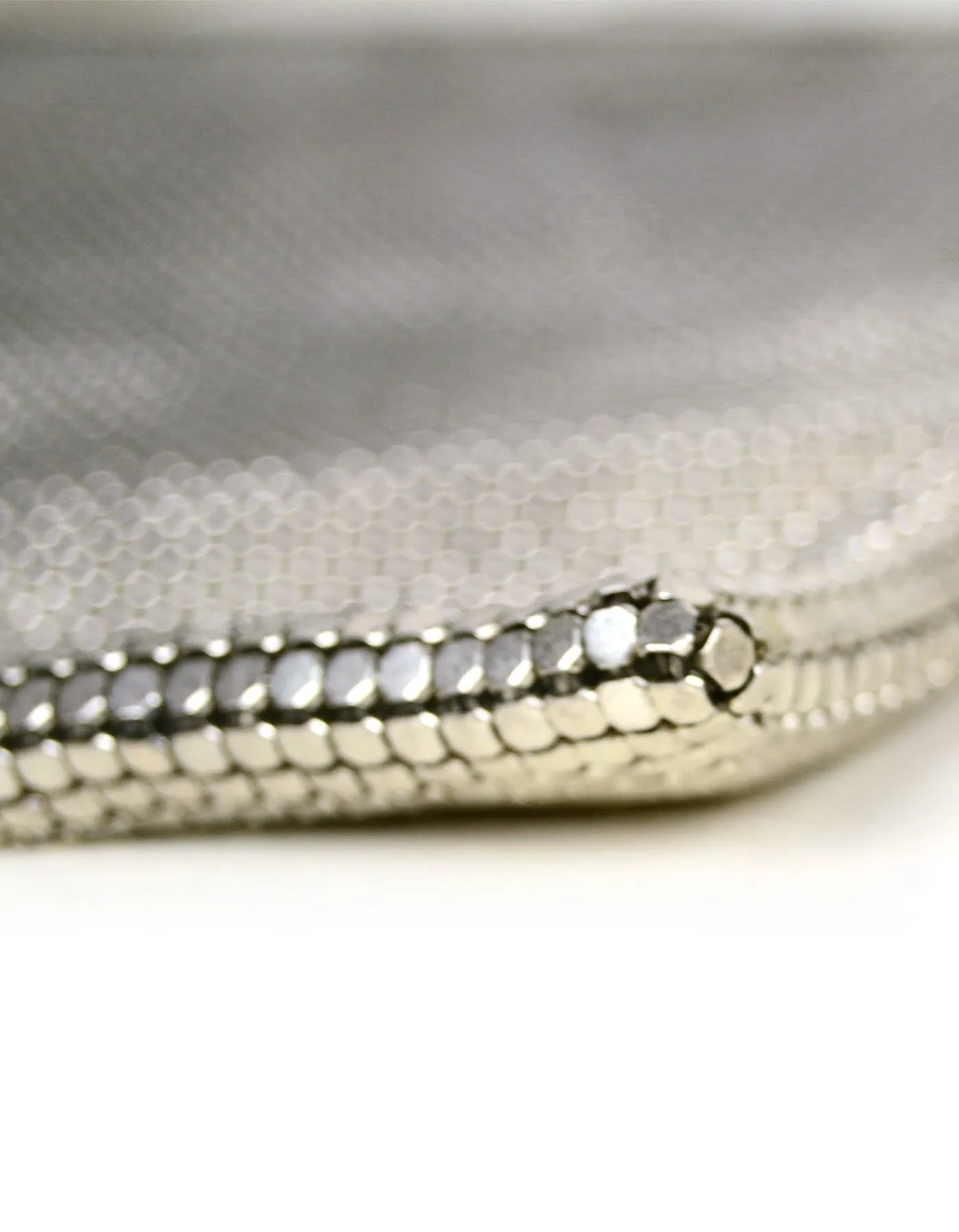 Chanel 1990s Vintage Rare Silvertone Mesh Chain Logo Handbag
