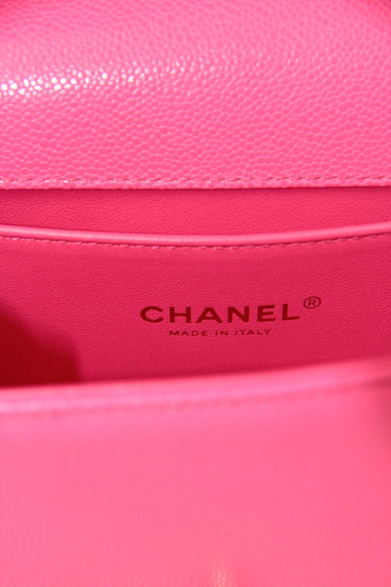 Chanel '24 Neon Pink Caviar Leather Small Boy