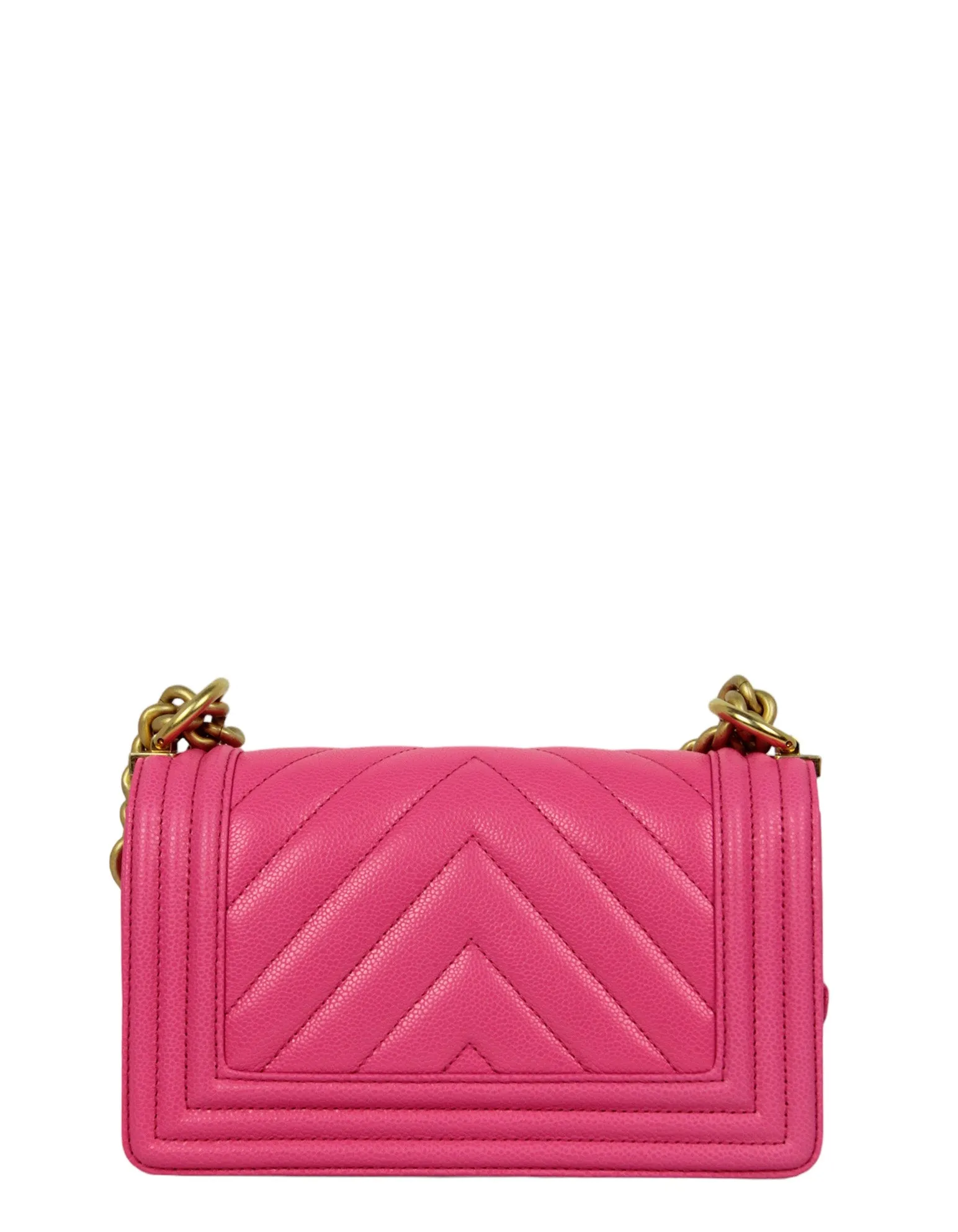 Chanel '24 Neon Pink Caviar Leather Small Boy