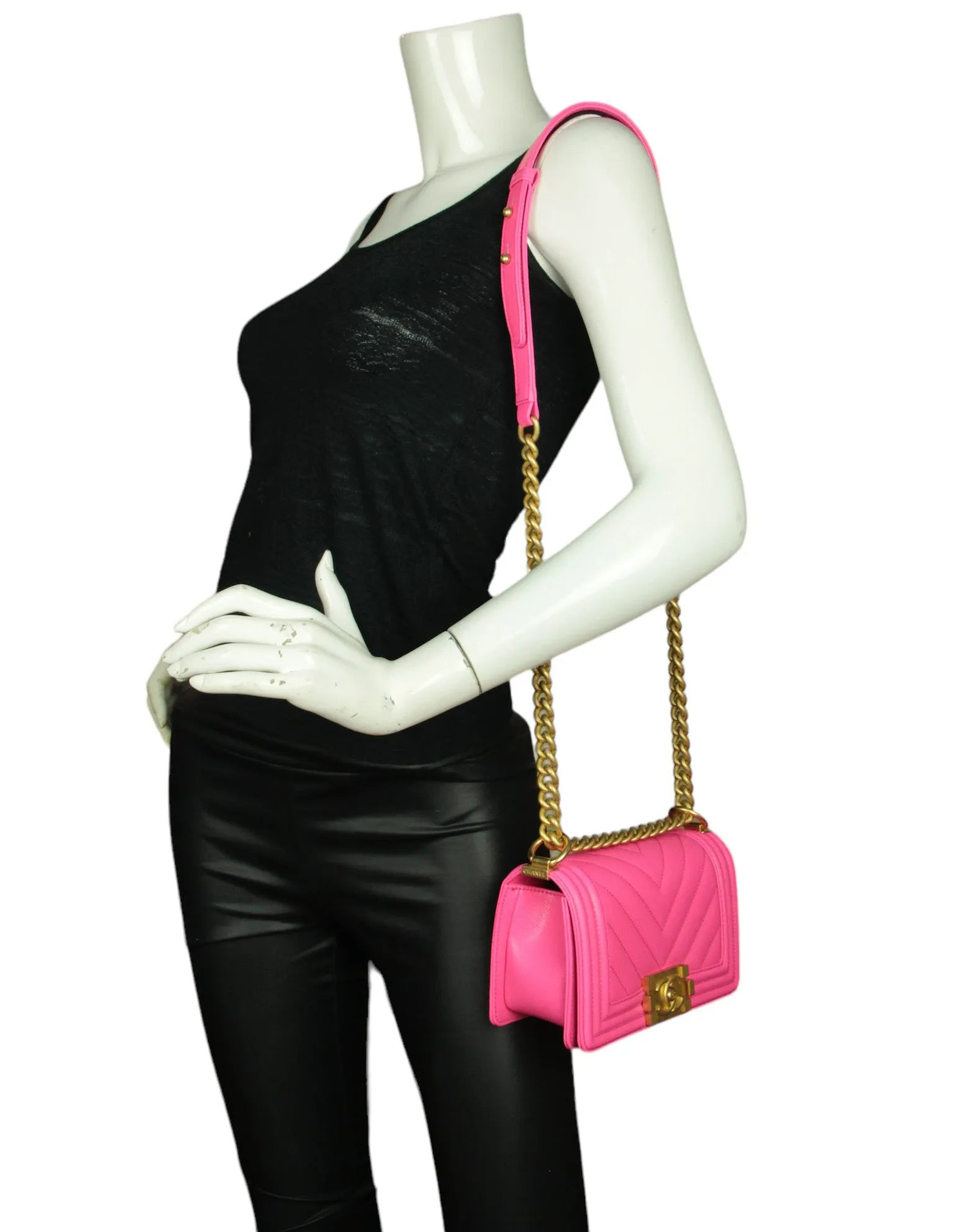 Chanel '24 Neon Pink Caviar Leather Small Boy