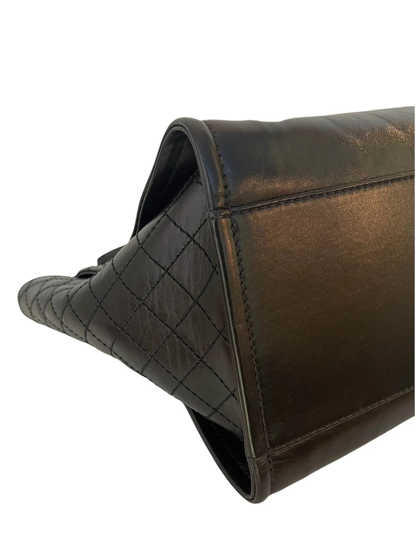 Chanel Black Aged Calfskin Leather Medium Charms Deauville Tote Bag