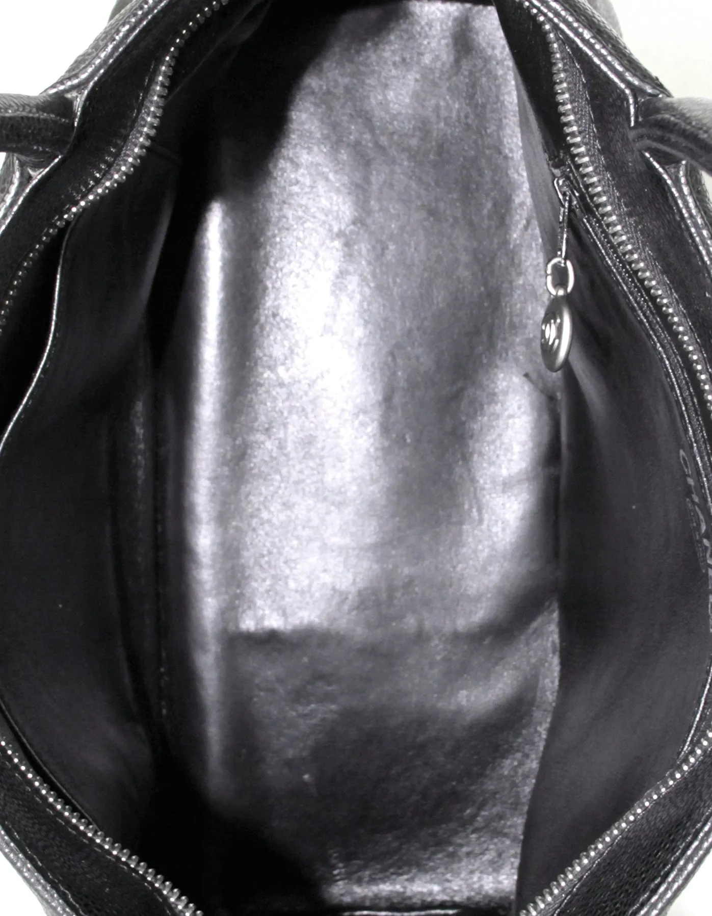 Chanel Black Caviar Leather CC Medallion Tote Bag