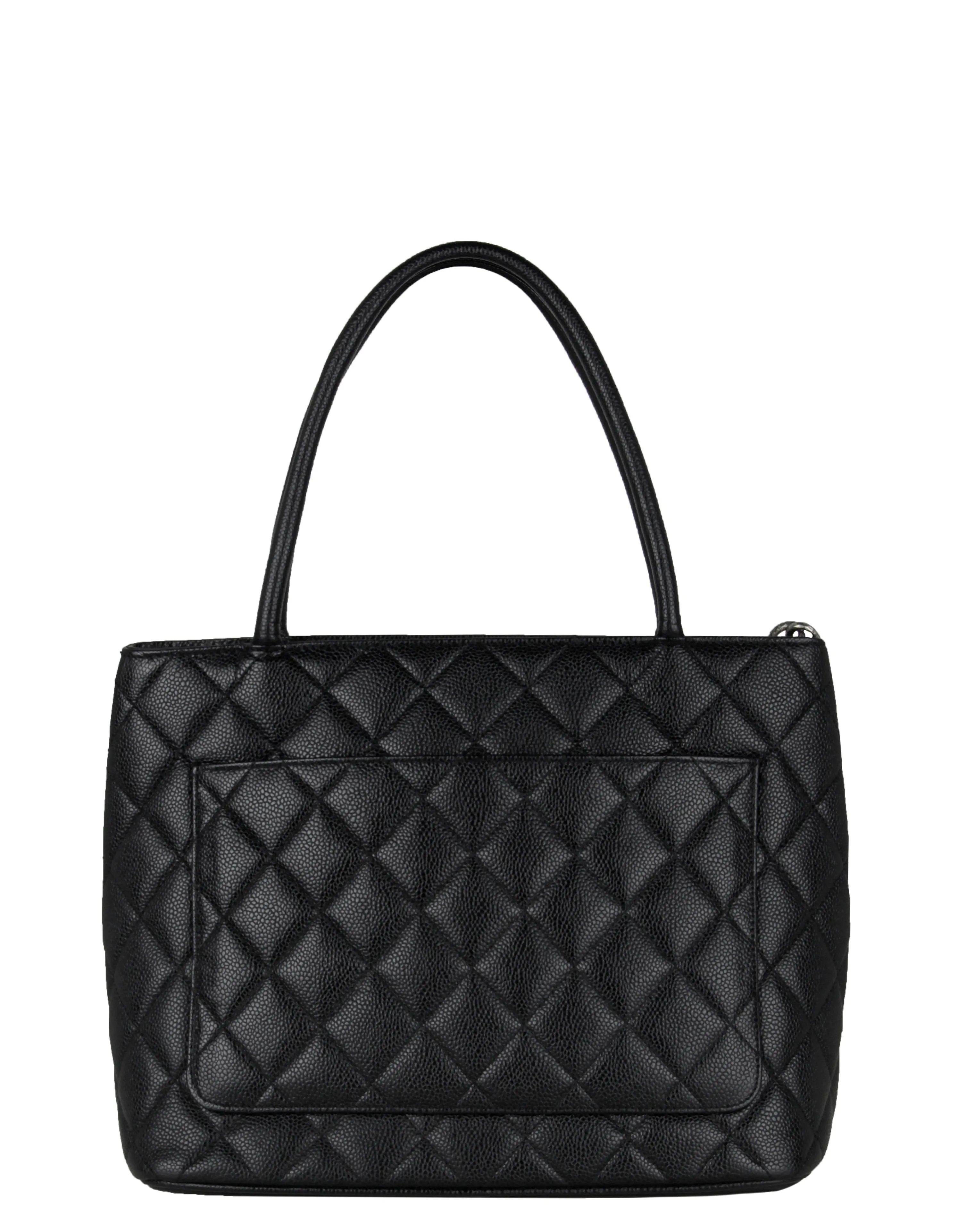 Chanel Black Caviar Leather CC Medallion Tote Bag