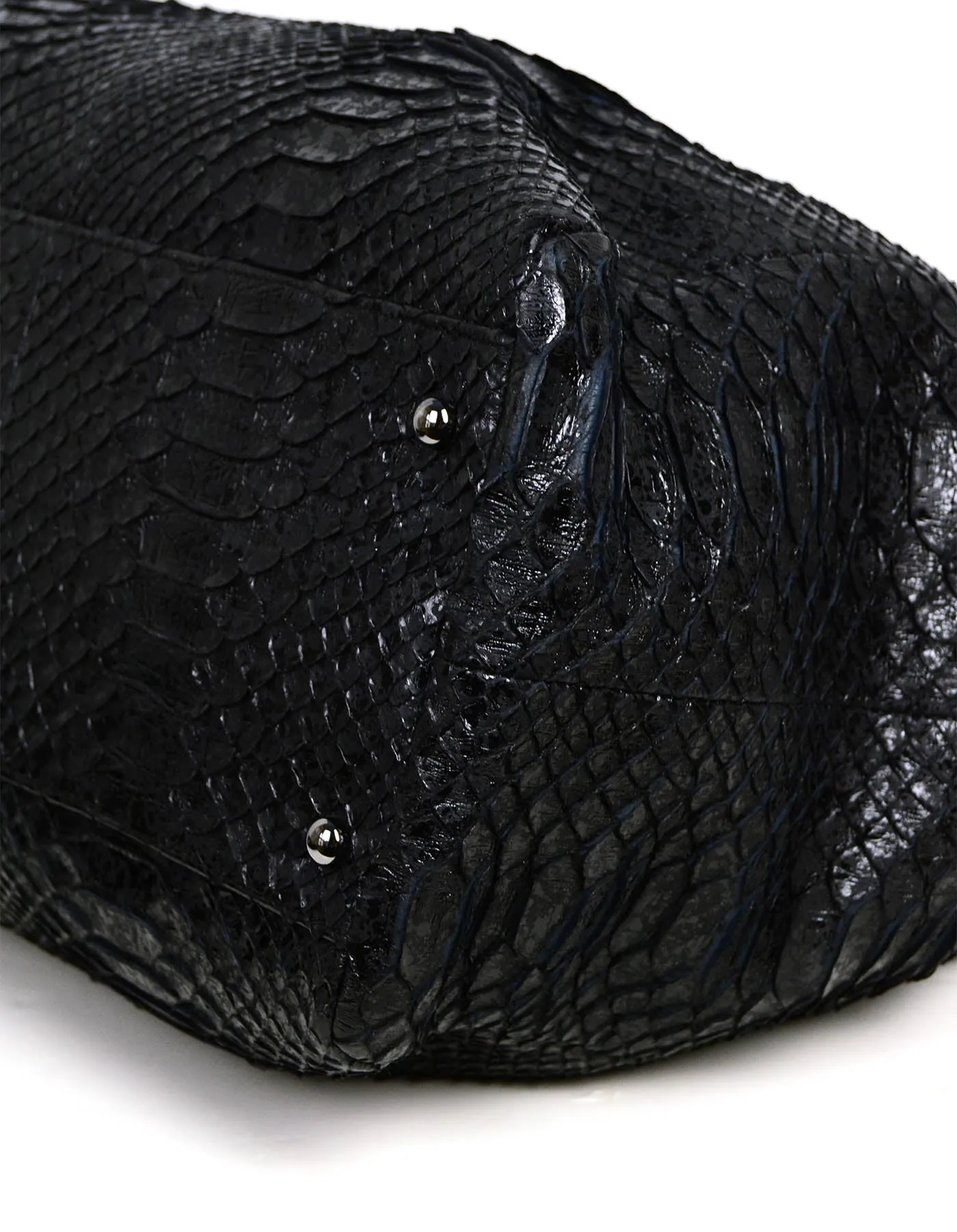 Chanel Black Python CC Accordion Large Chain Tote Bag