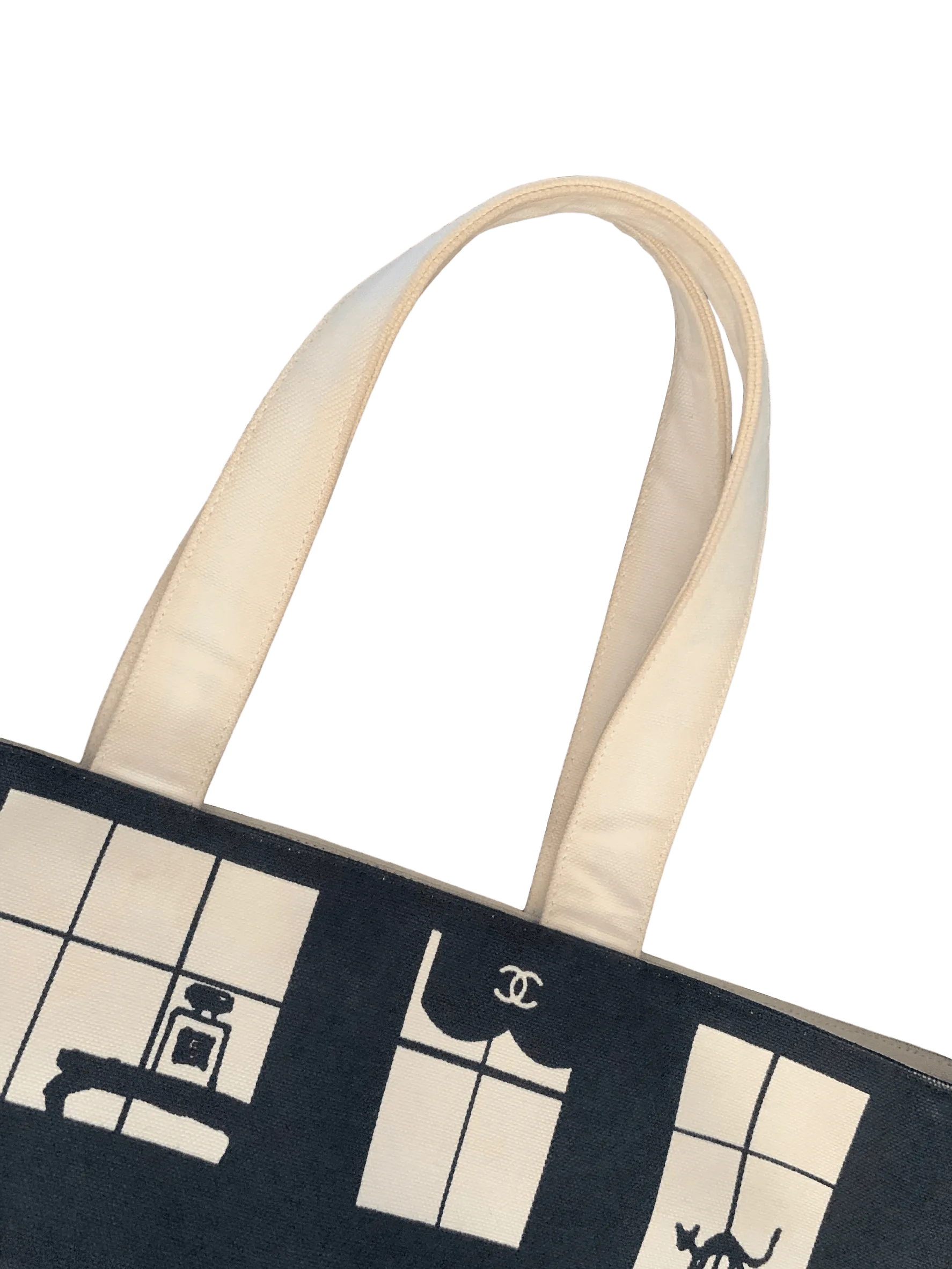 Chanel Black Window Canvas Tote