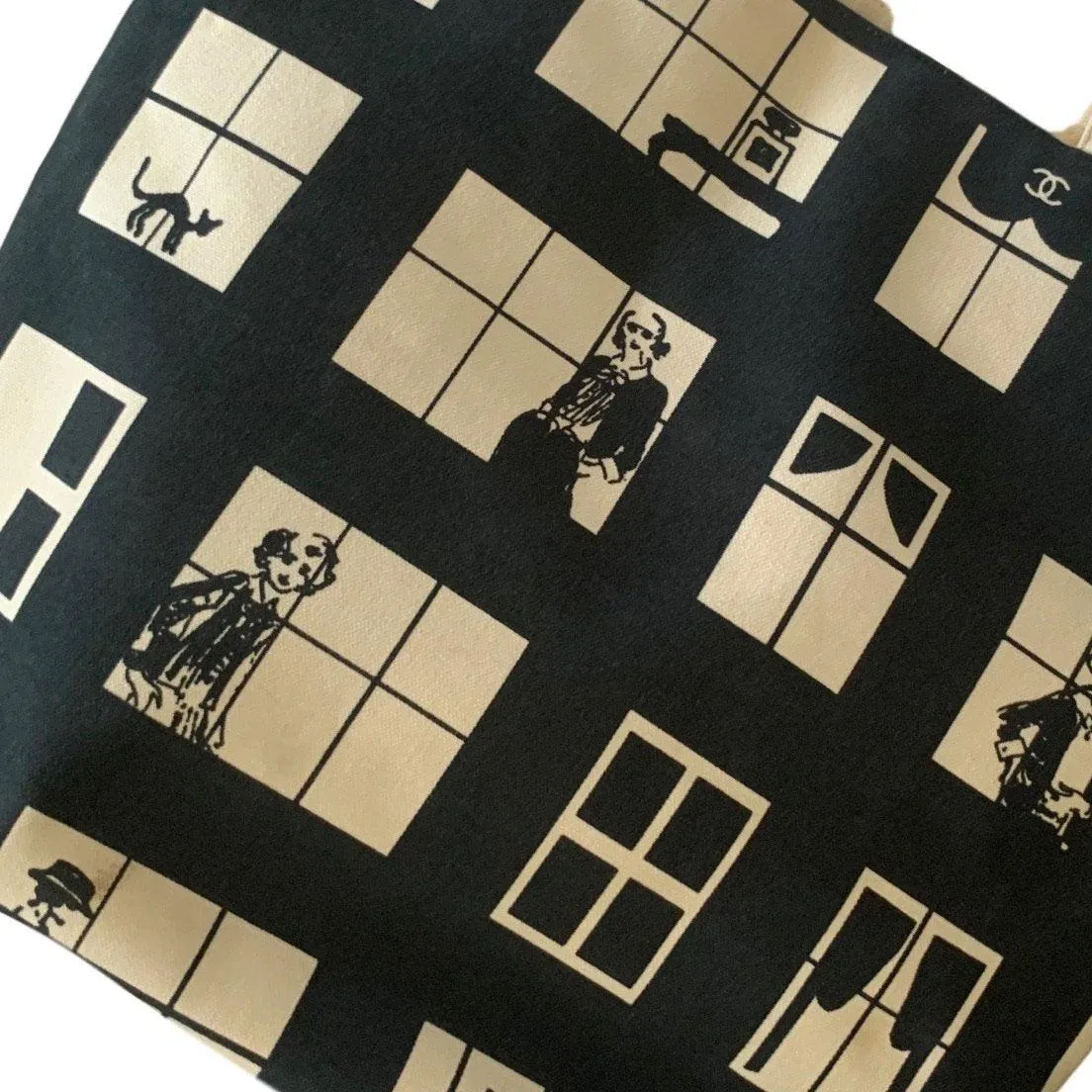Chanel Black Window Canvas Tote