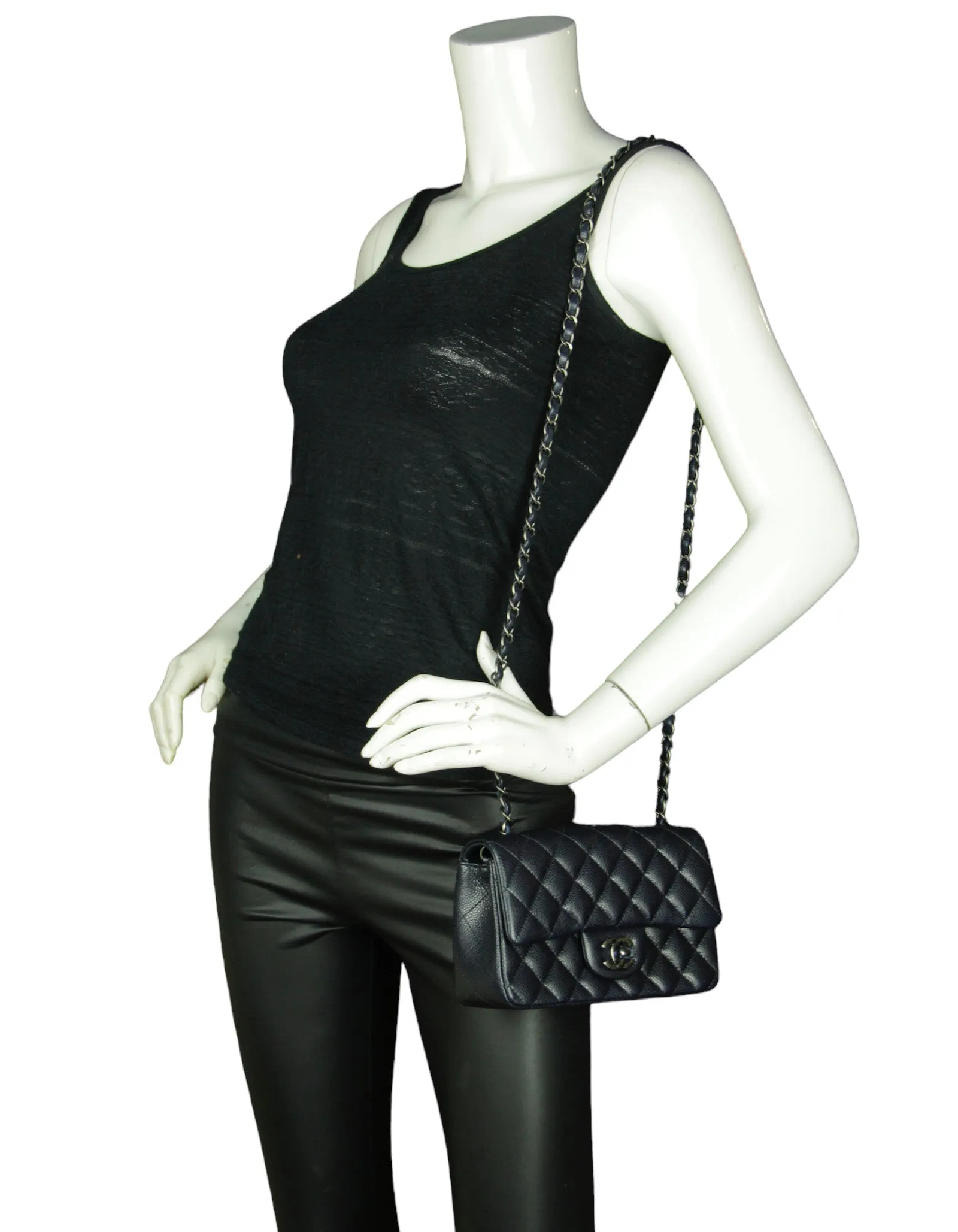 Chanel Dark Navy Caviar Rectangular Mini Flap