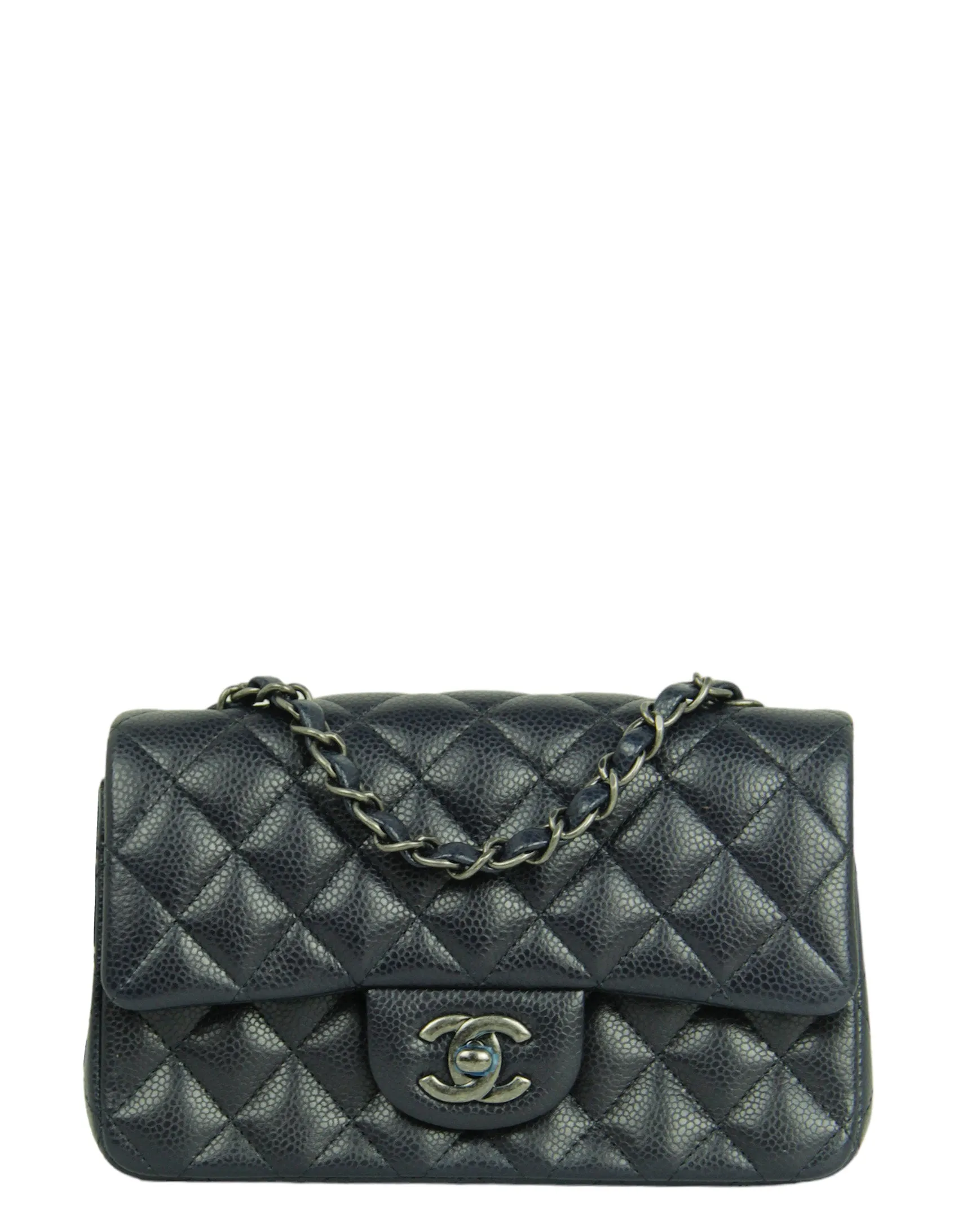 Chanel Dark Navy Caviar Rectangular Mini Flap
