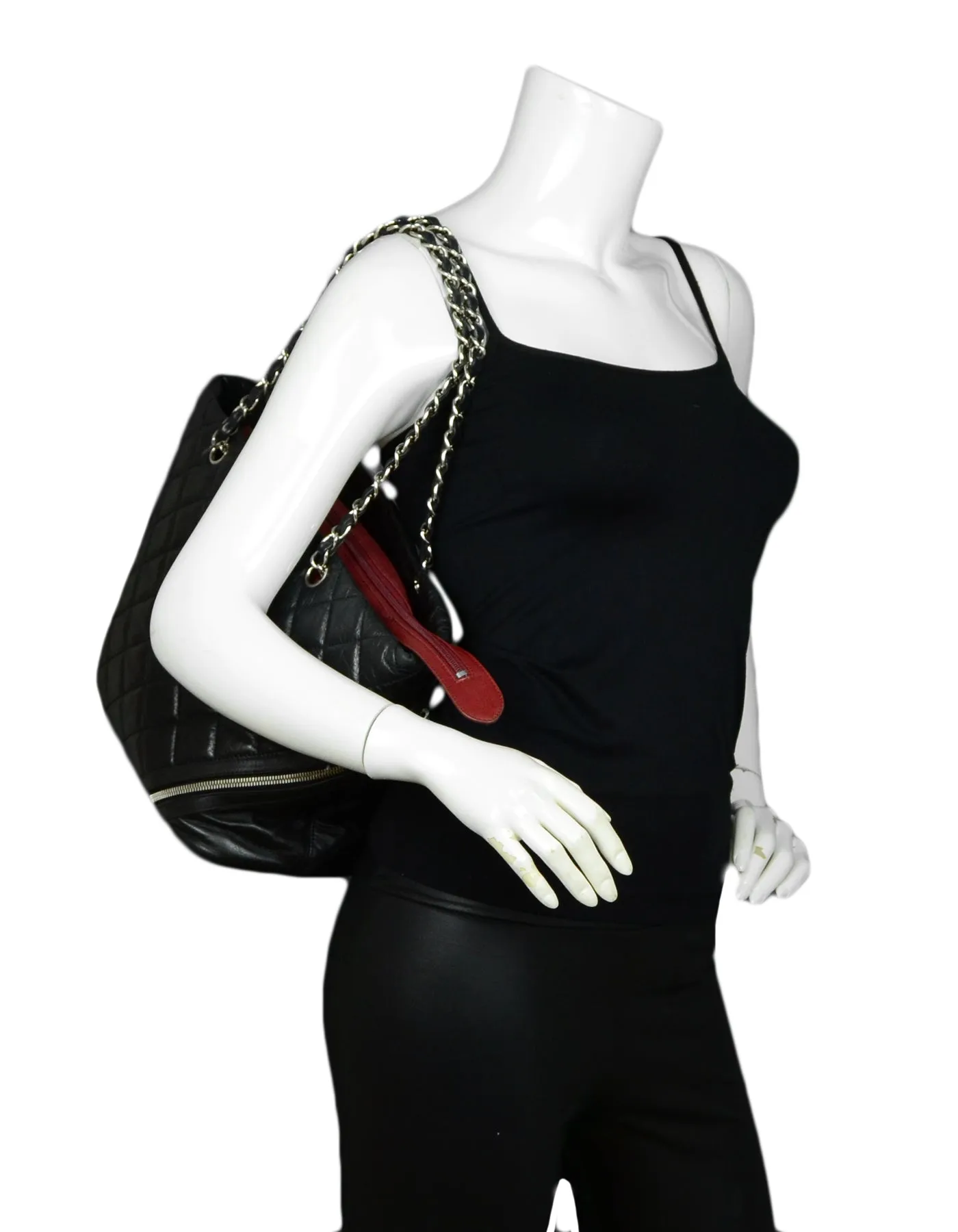 Chanel Leather Black Calfskin Leather CC Cambon Tote Bag