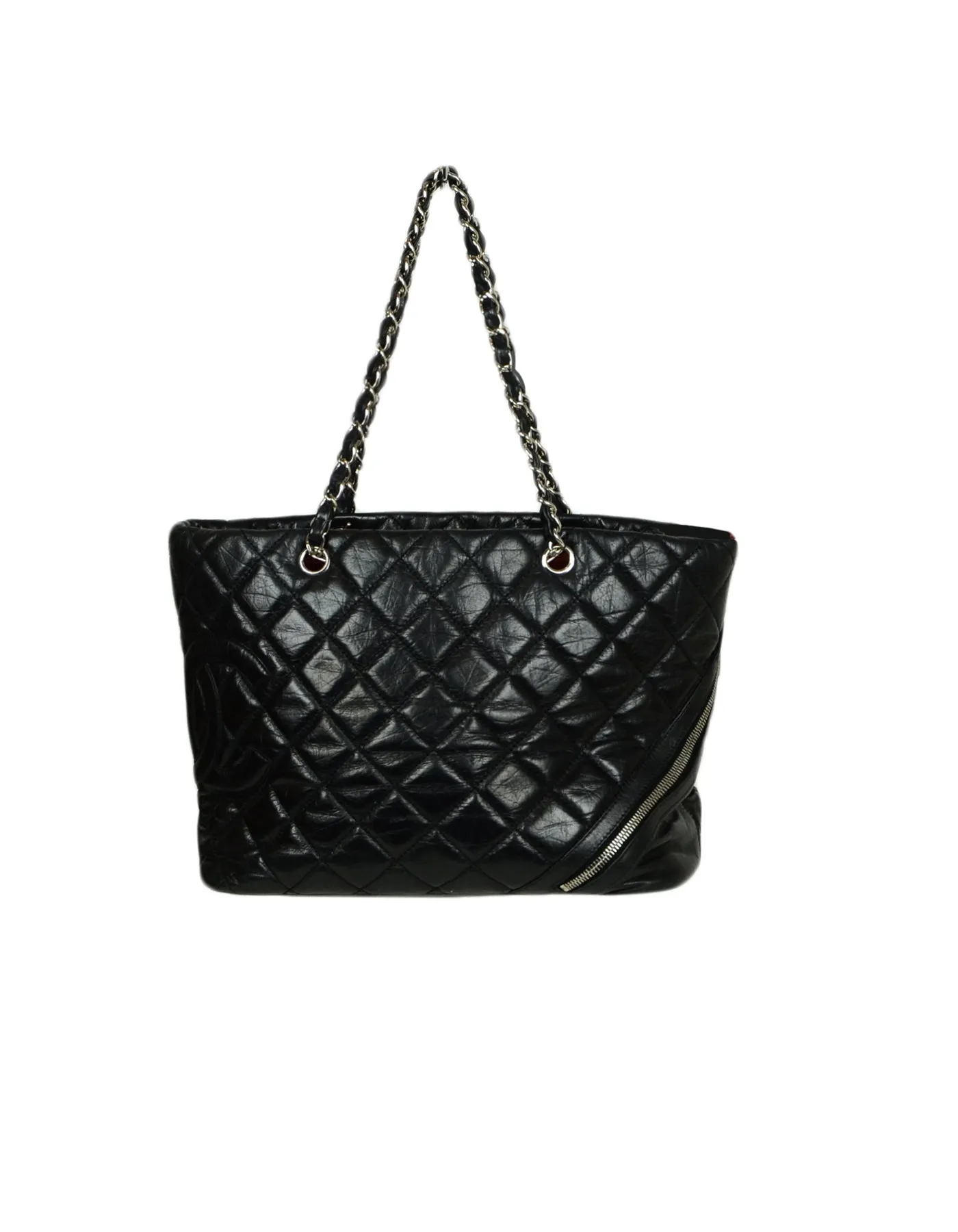 Chanel Leather Black Calfskin Leather CC Cambon Tote Bag