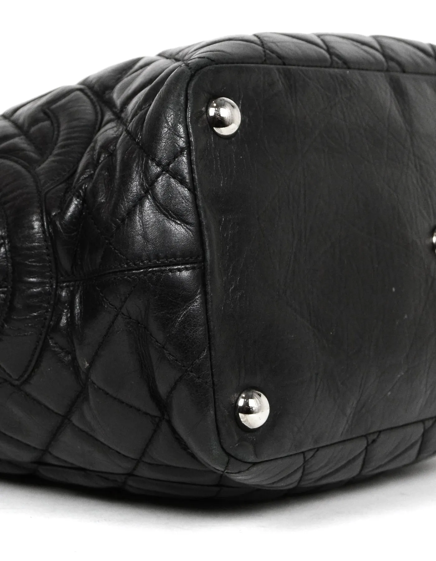 Chanel Leather Black Calfskin Leather CC Cambon Tote Bag