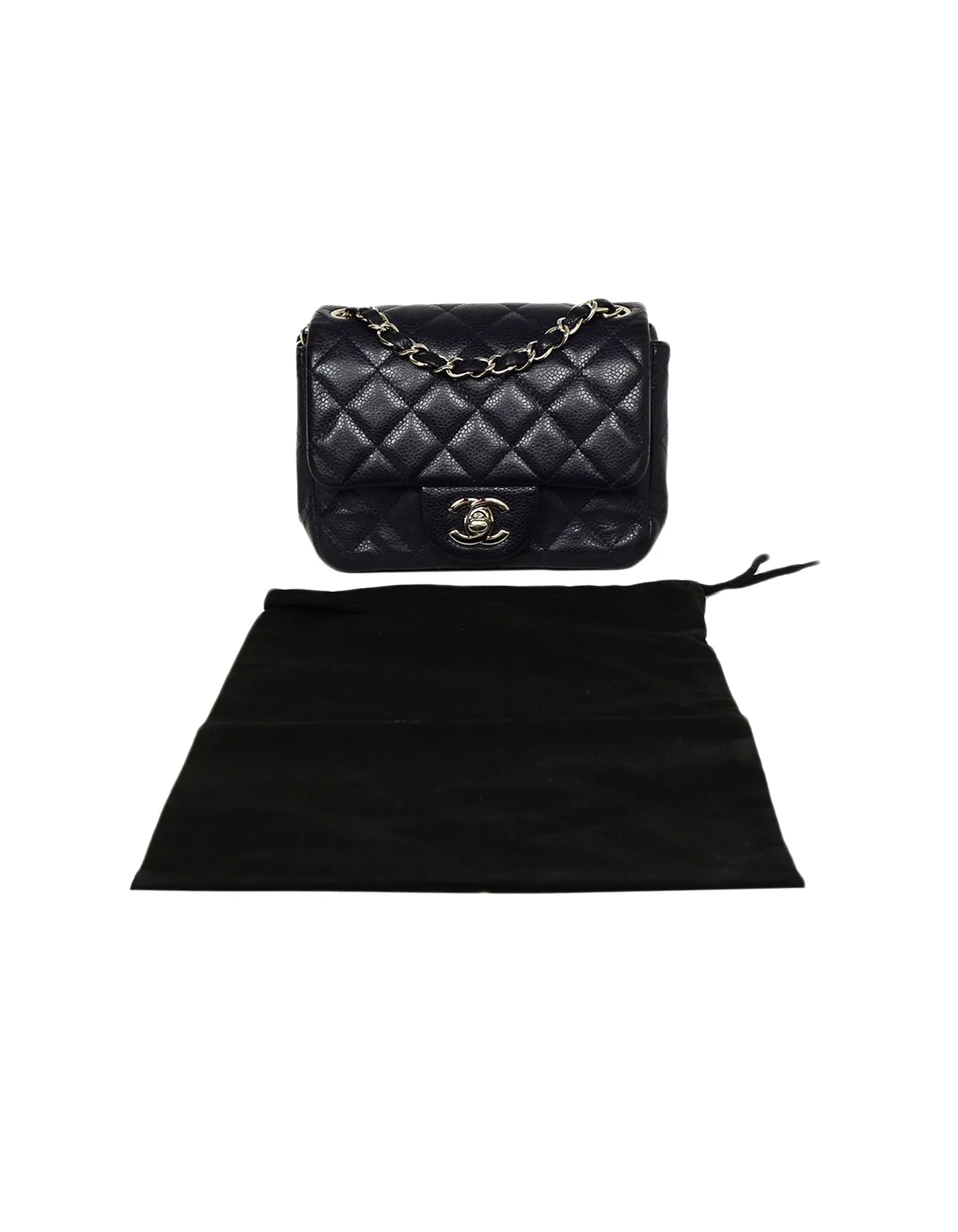 Chanel Navy Caviar Leather Mini Classic Bag