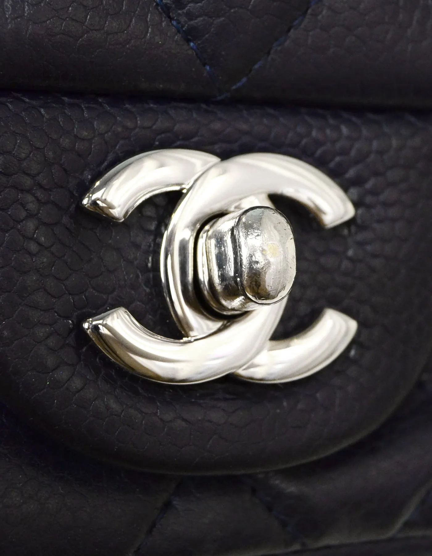 Chanel Navy Caviar Leather Mini Classic Bag
