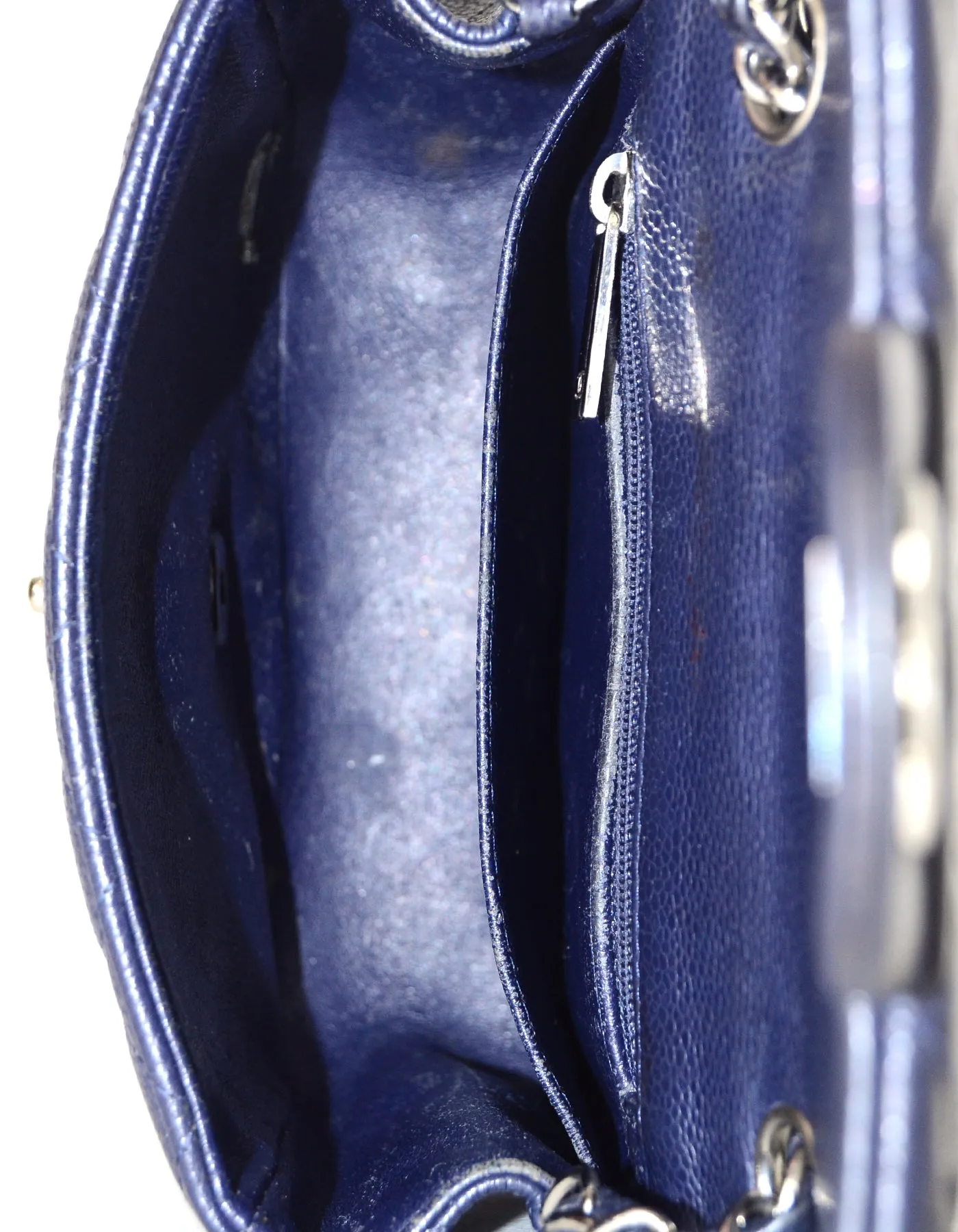 Chanel Navy Caviar Leather Mini Classic Bag