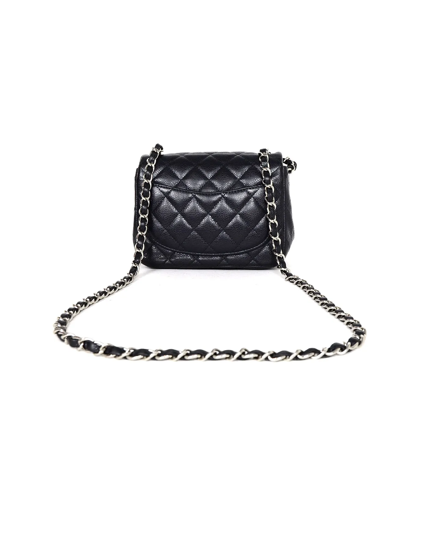 Chanel Navy Caviar Leather Mini Classic Bag