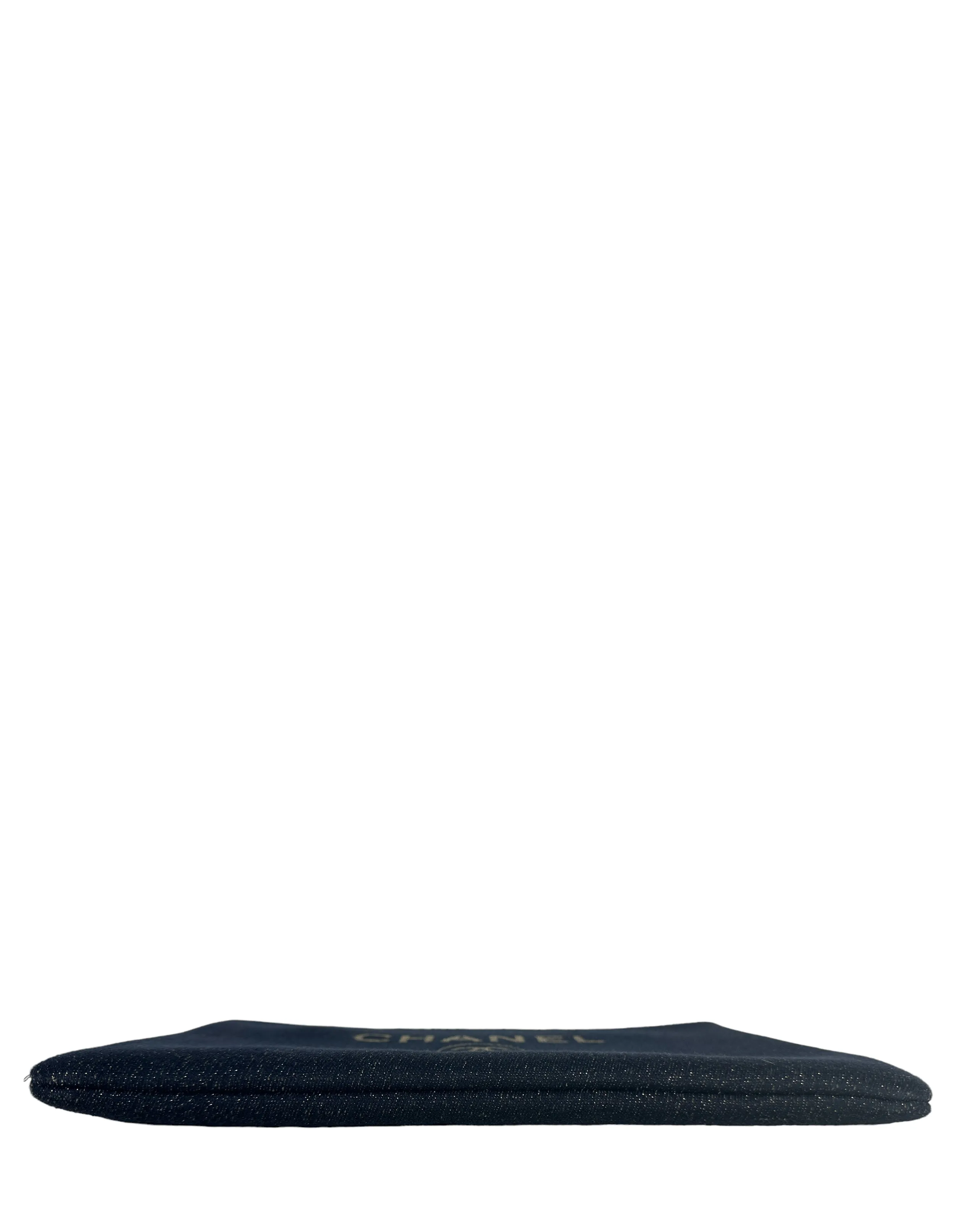 Chanel Navy/Gold Glitter Large Deauville Pouch Bag