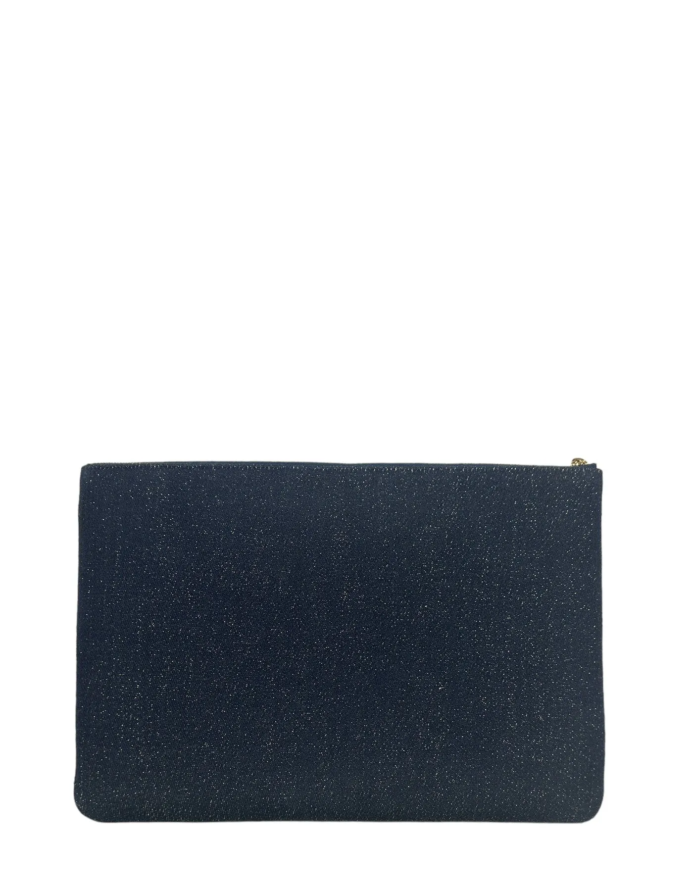 Chanel Navy/Gold Glitter Large Deauville Pouch Bag