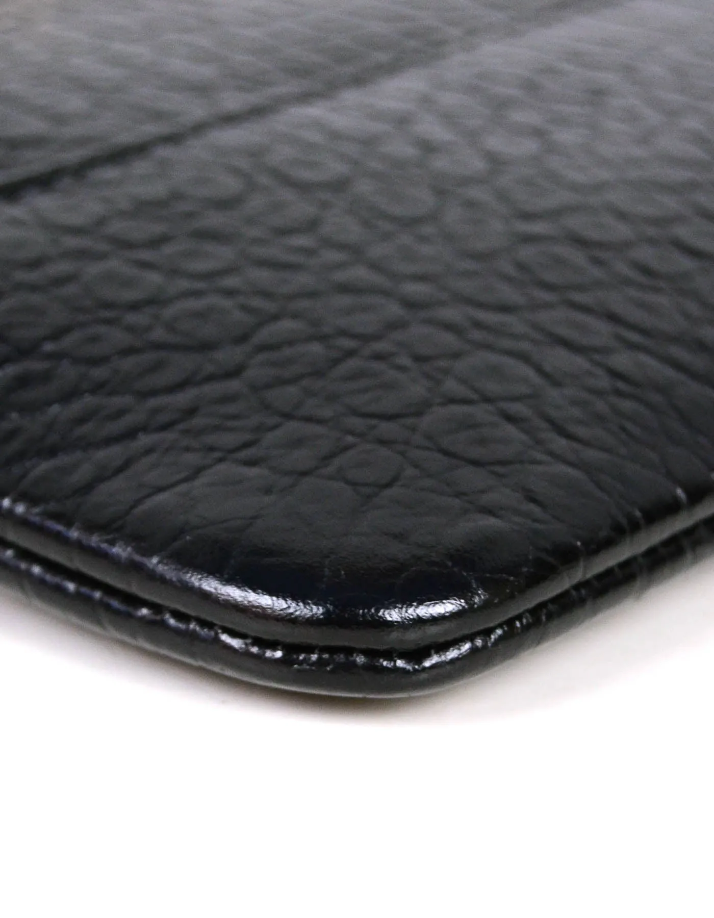 Chanel NEW Black Crocodile Embossed Gabrielle Wristlet Bag