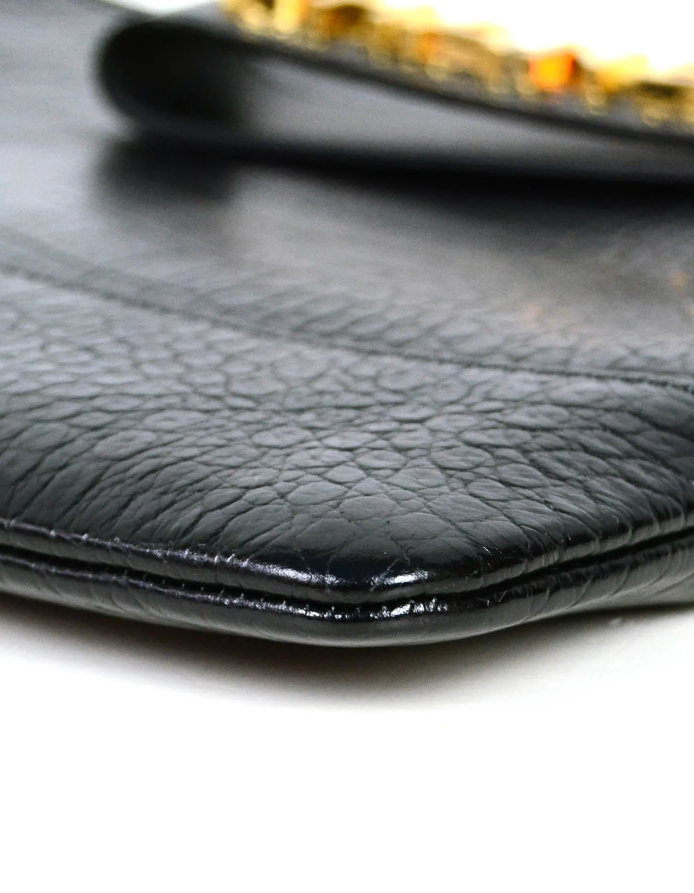 Chanel NEW Black Crocodile Embossed Gabrielle Wristlet Bag