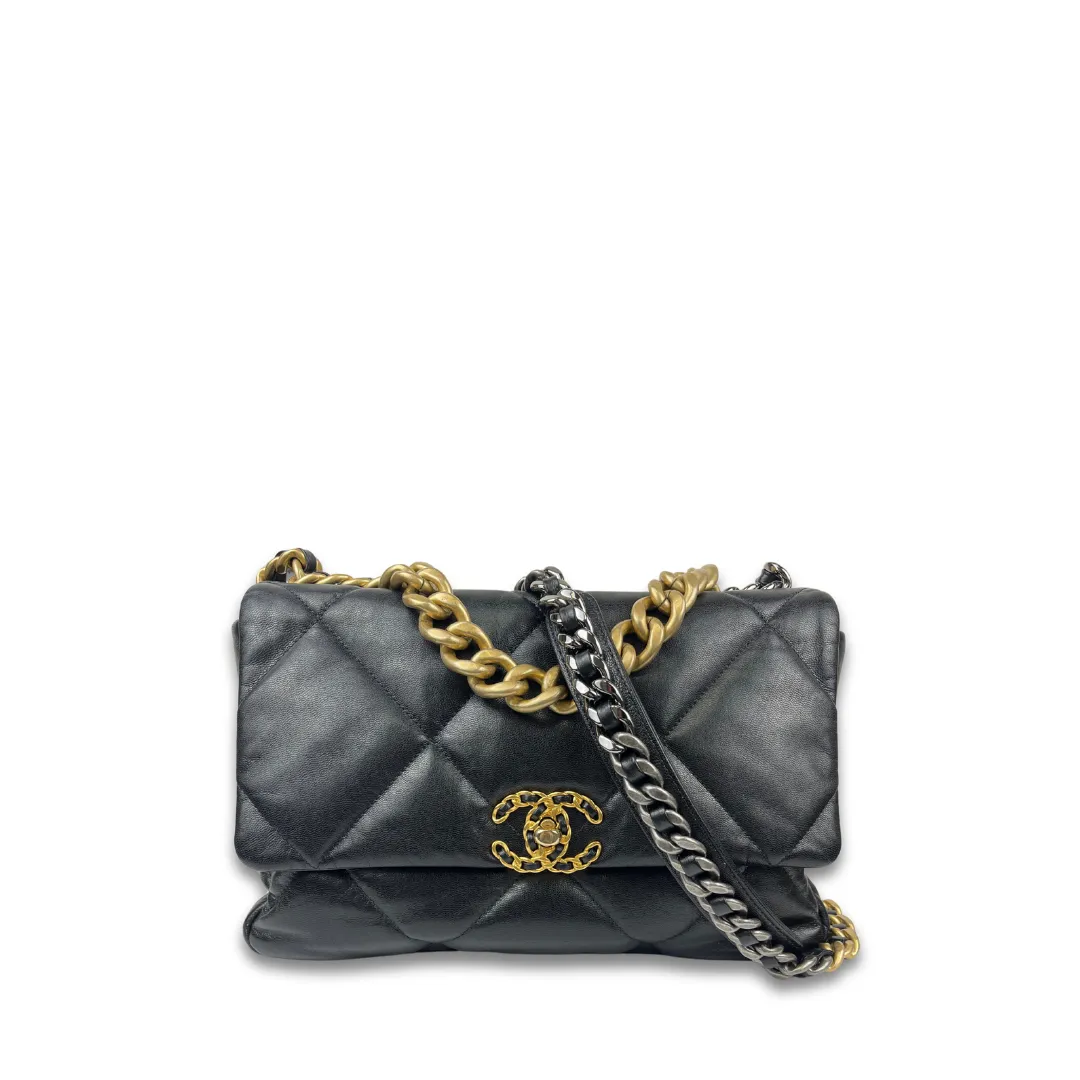 Chanel Shiny Lambskin Large Chanel 19 Flap Bag