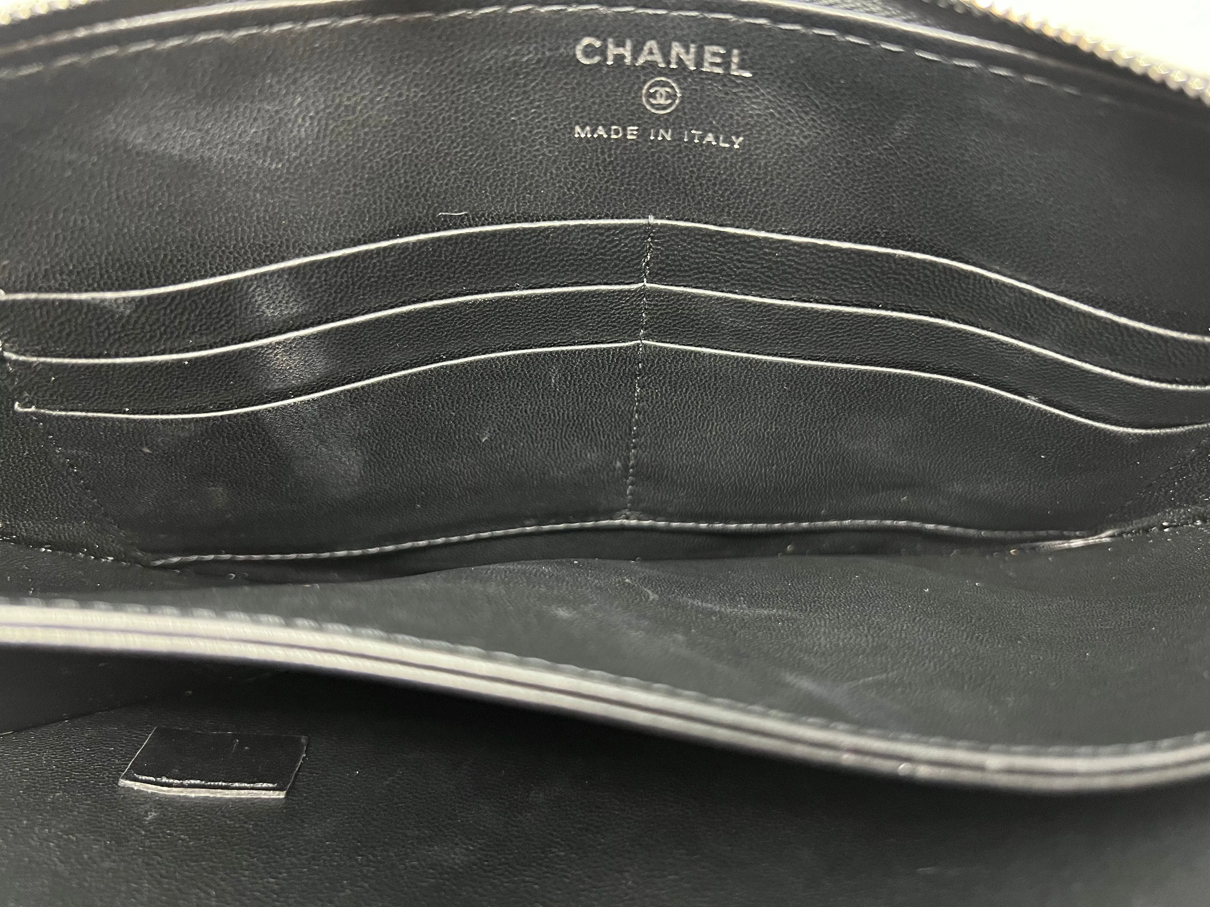 Chanel Silver/Black WB! '20P Metallic Wave Lambskin Clutch