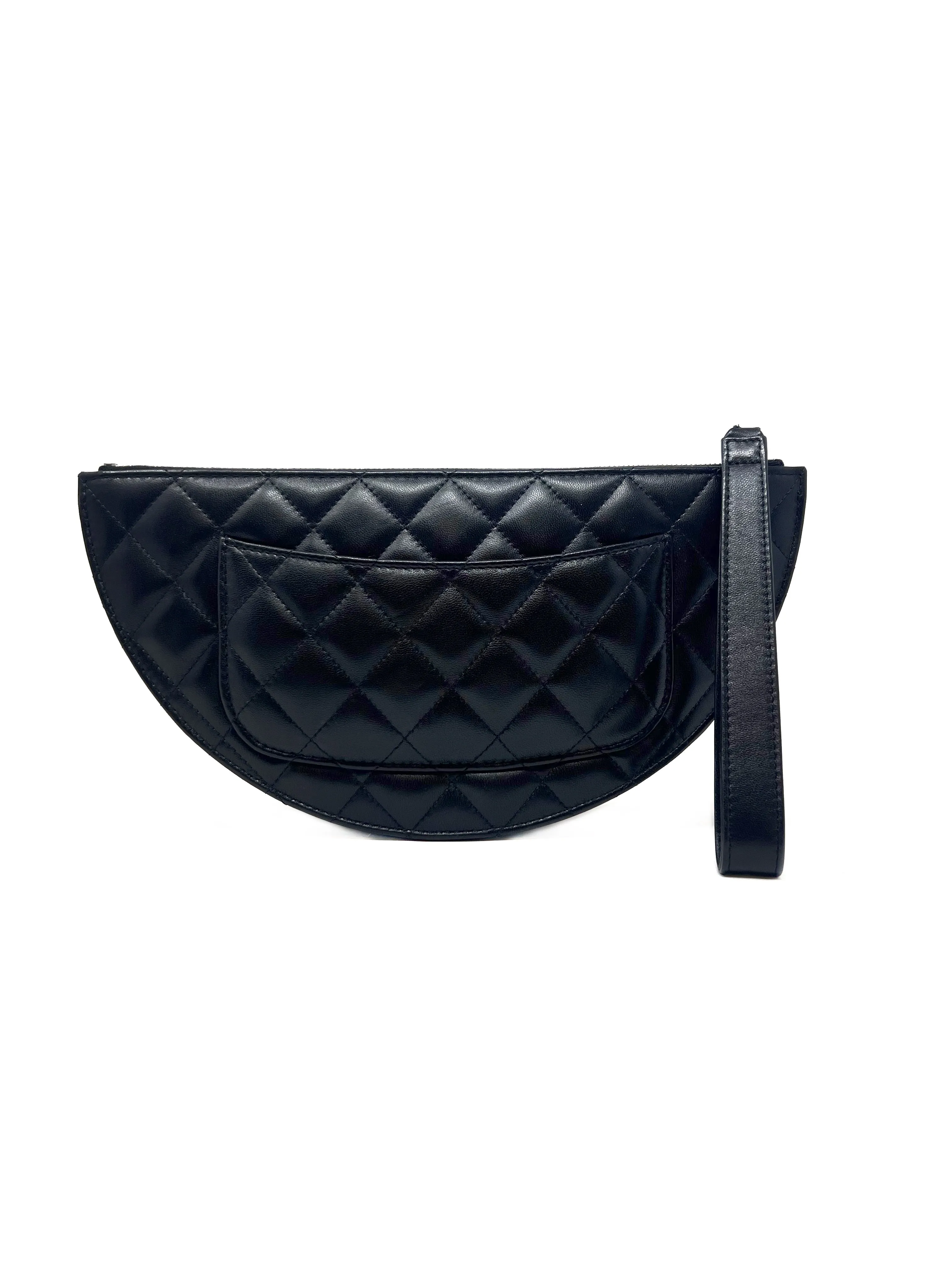 Chanel Silver/Black WB! '20P Metallic Wave Lambskin Clutch