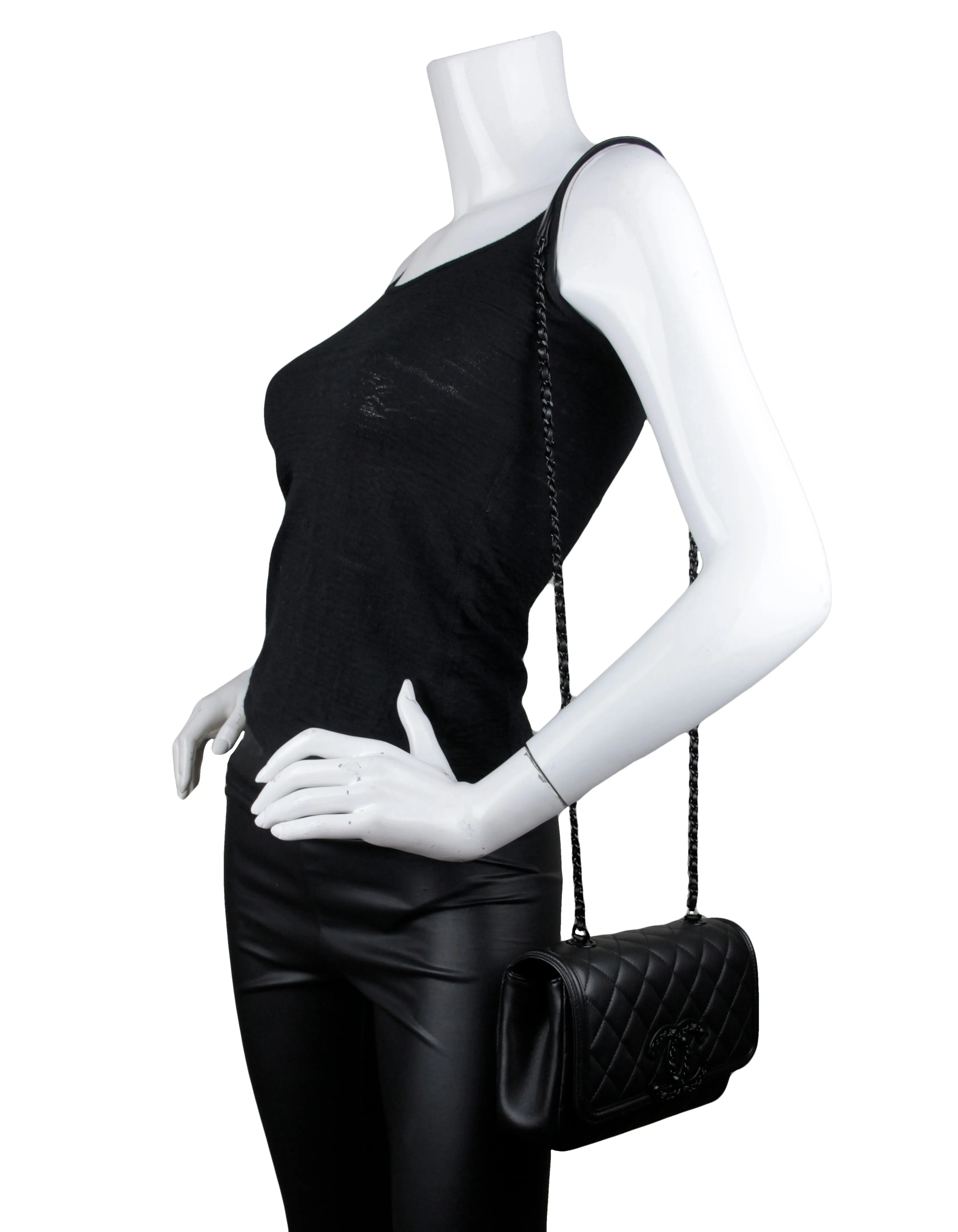 Chanel SO BLACK CC Small Filigree Flap Crossbody Bag