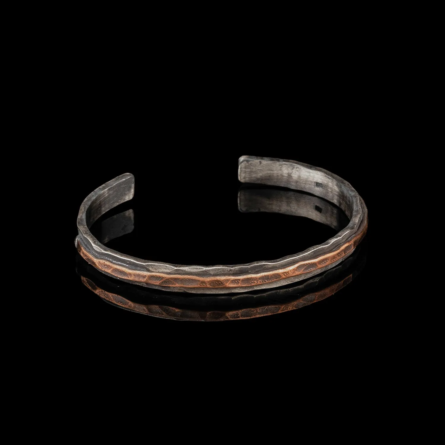 Chicotta Men's Handcrafted Sterling Silver One-Size Cuff Bracelet with Copper Strip