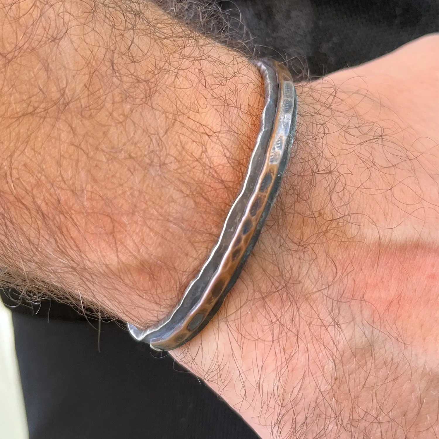 Chicotta Men's Handcrafted Sterling Silver One-Size Cuff Bracelet with Copper Strip