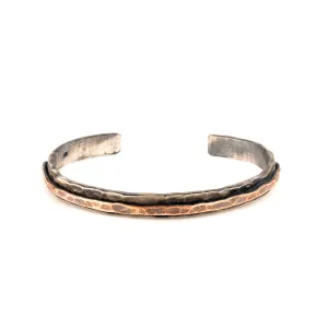 Chicotta Men's Handcrafted Sterling Silver One-Size Cuff Bracelet with Copper Strip