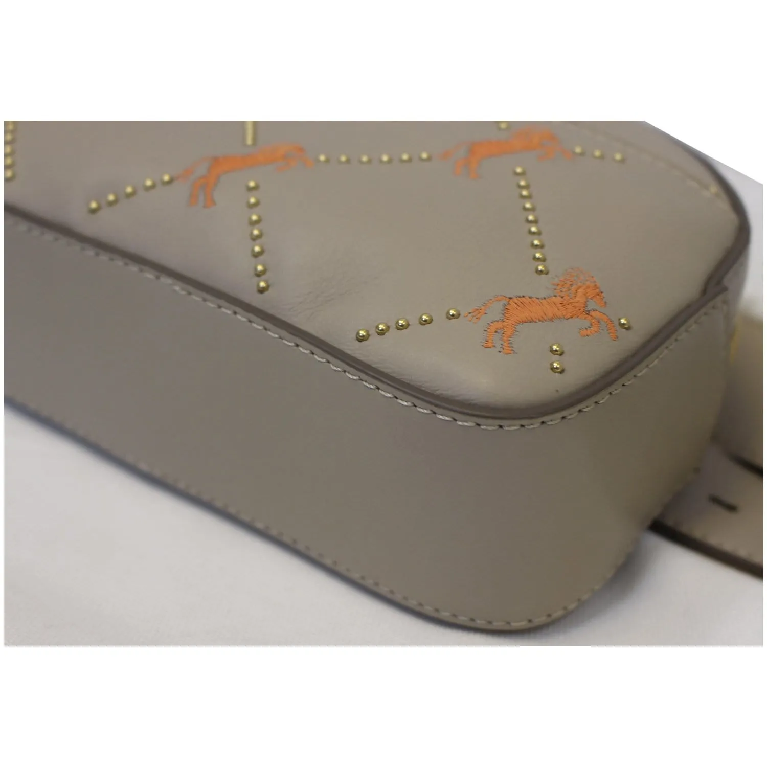 CHLOE Embroidered Little Horses Leather Belt Bum Bag Pastel Grey - Last Call