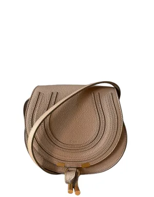 Chloe Nomad Beige Leather Small Marcie Saddle Crossbody Bag
