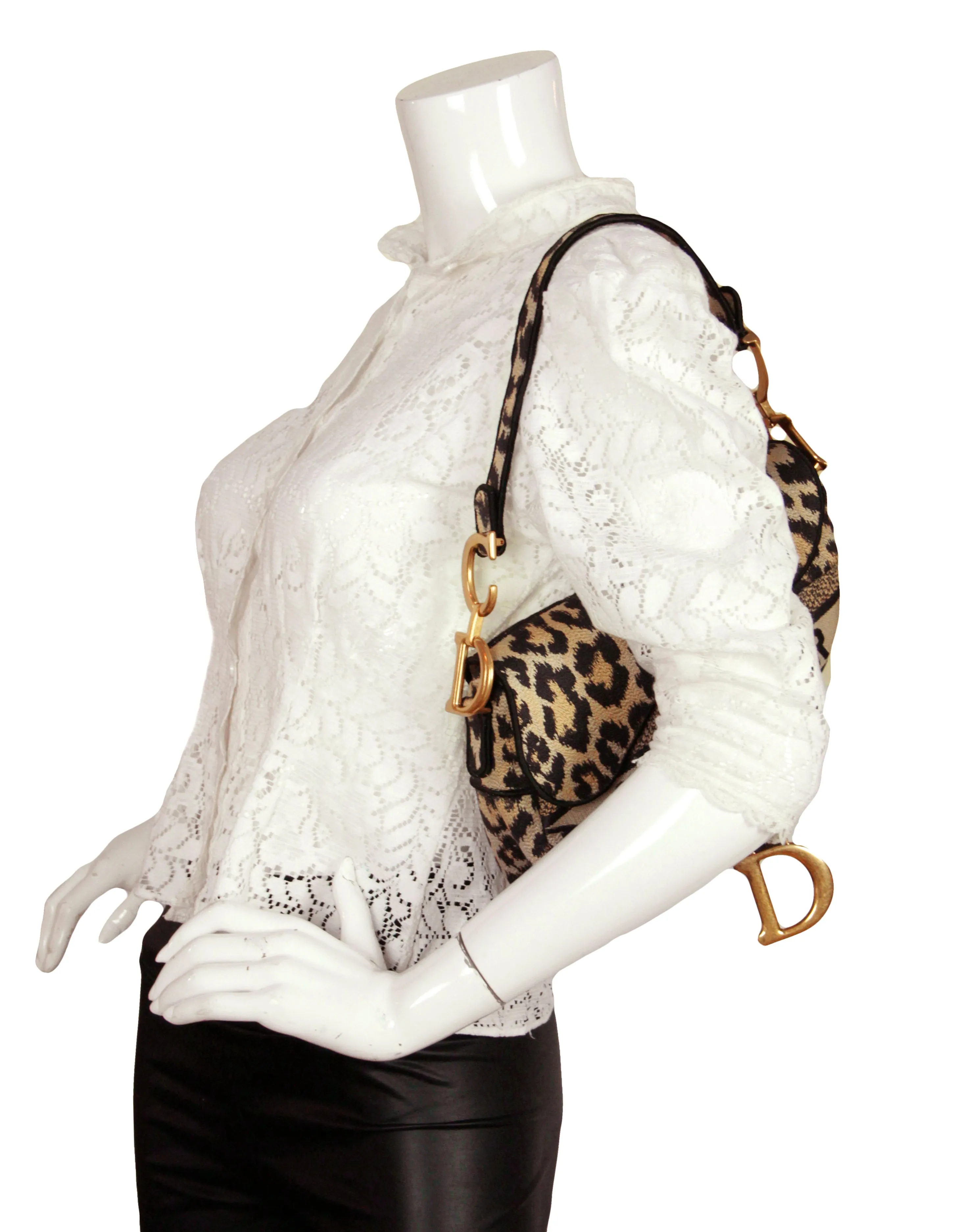 Christian Dior 2021 Mizza Embroidery Leopard Print Saddle Bag