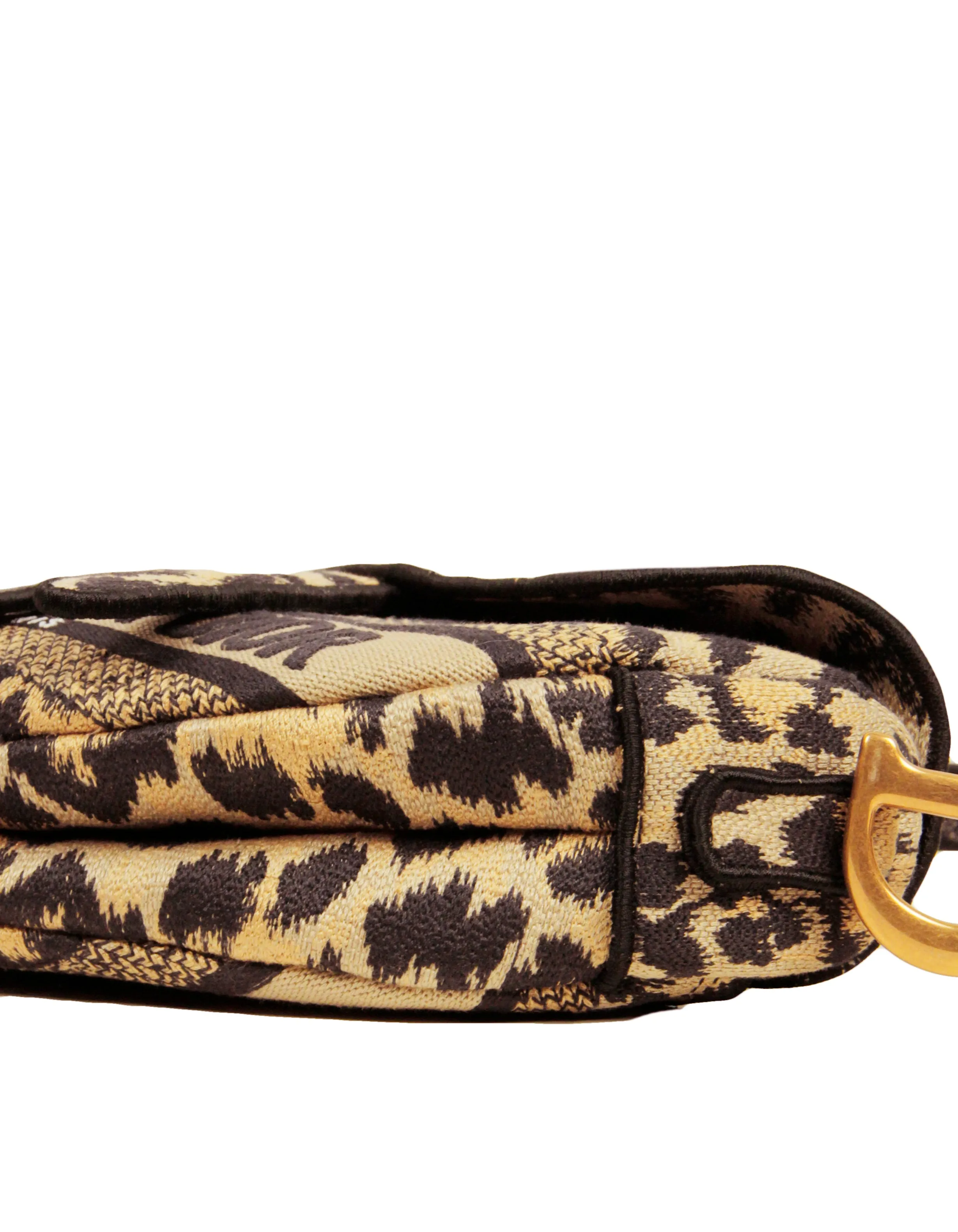 Christian Dior 2021 Mizza Embroidery Leopard Print Saddle Bag