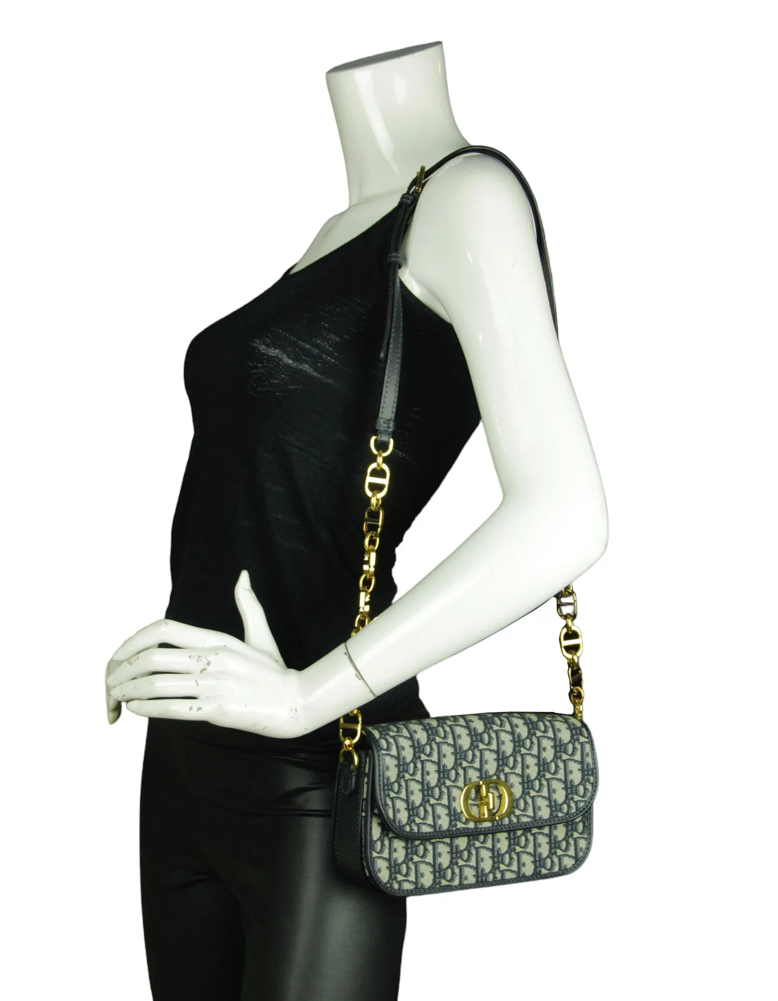 Christian Dior Blue Oblique Jacquard Monogram 30 Montaigne Avenue Bag