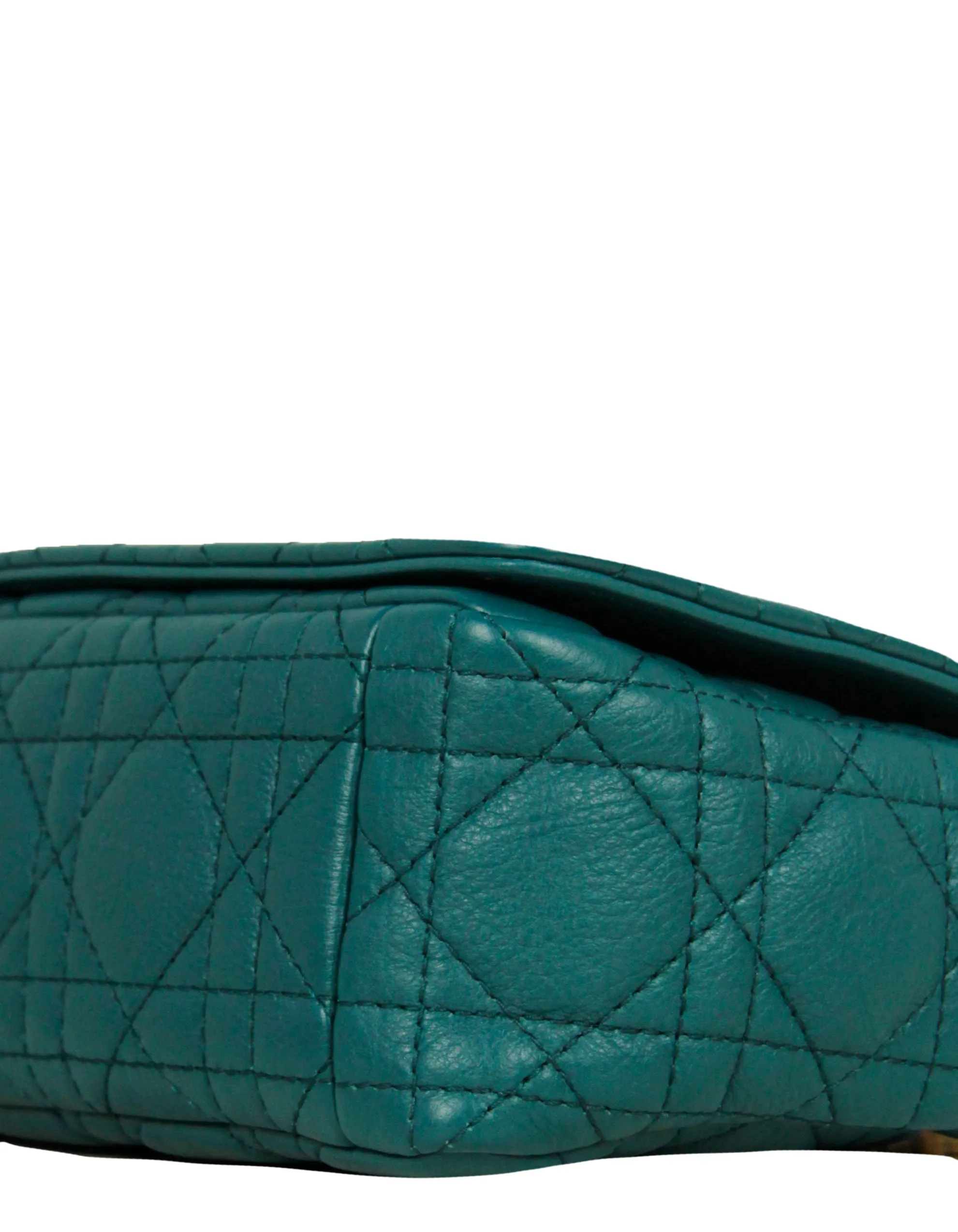 Christian Dior Teal Leather Cannage Small Caro Bag