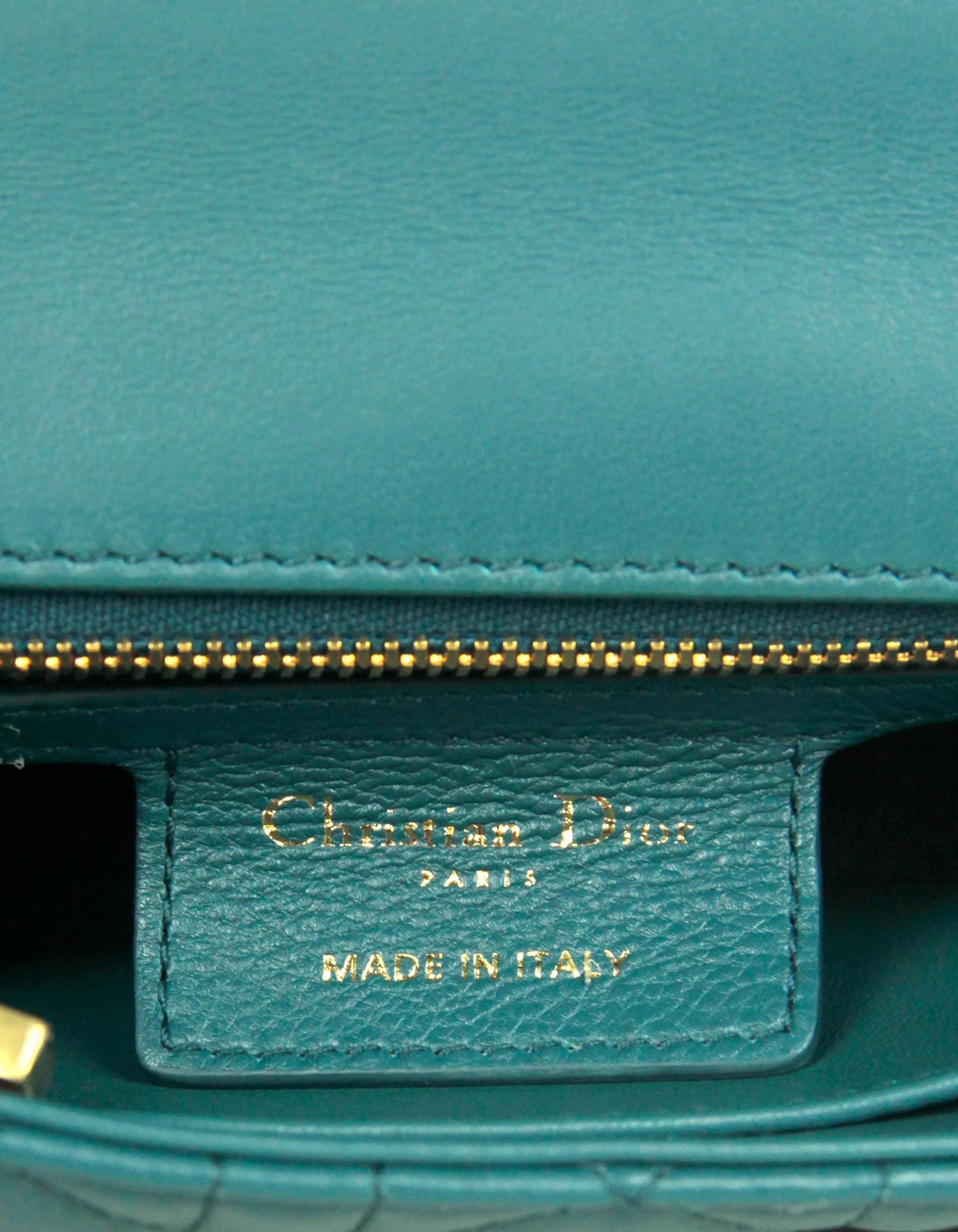 Christian Dior Teal Leather Cannage Small Caro Bag