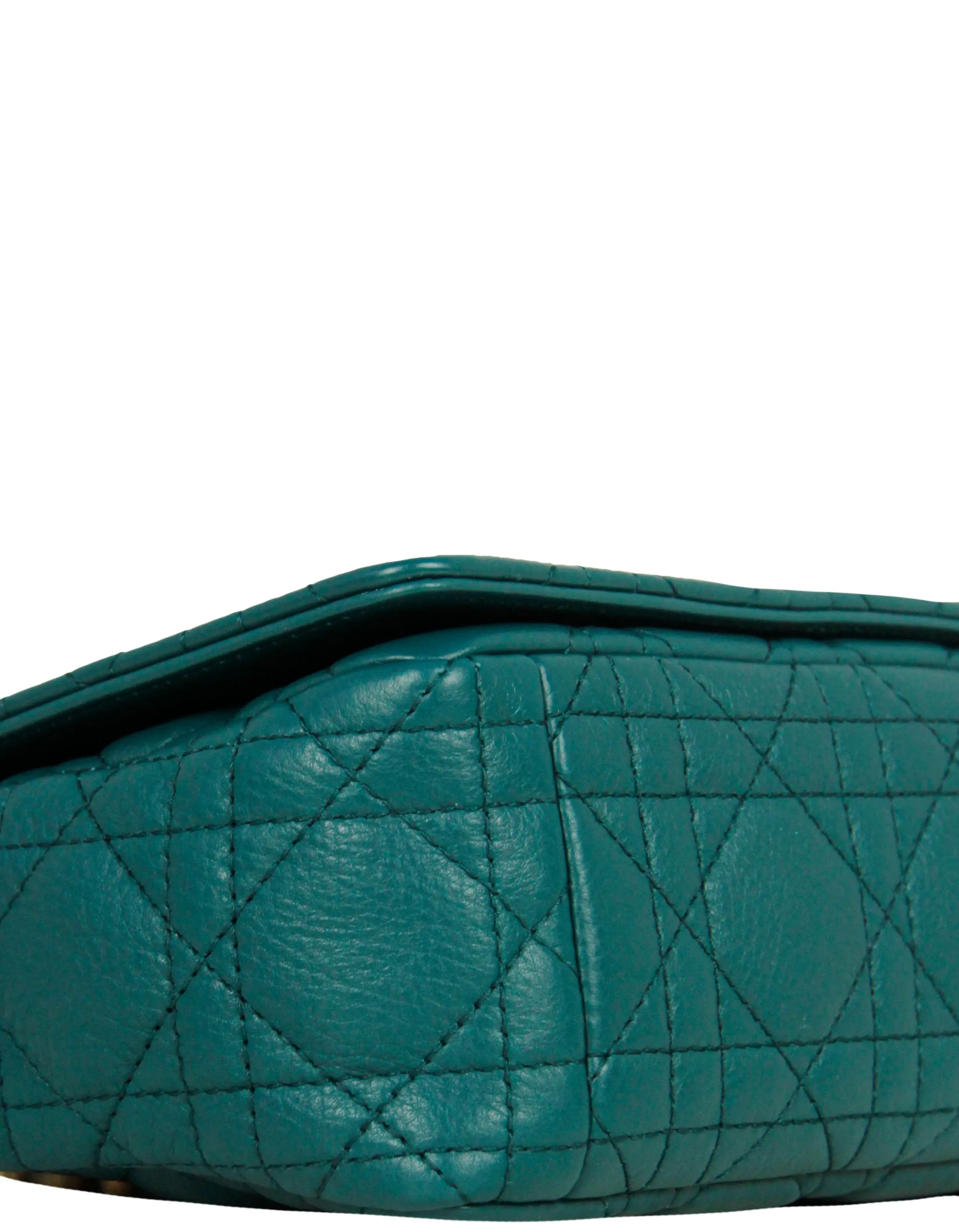 Christian Dior Teal Leather Cannage Small Caro Bag