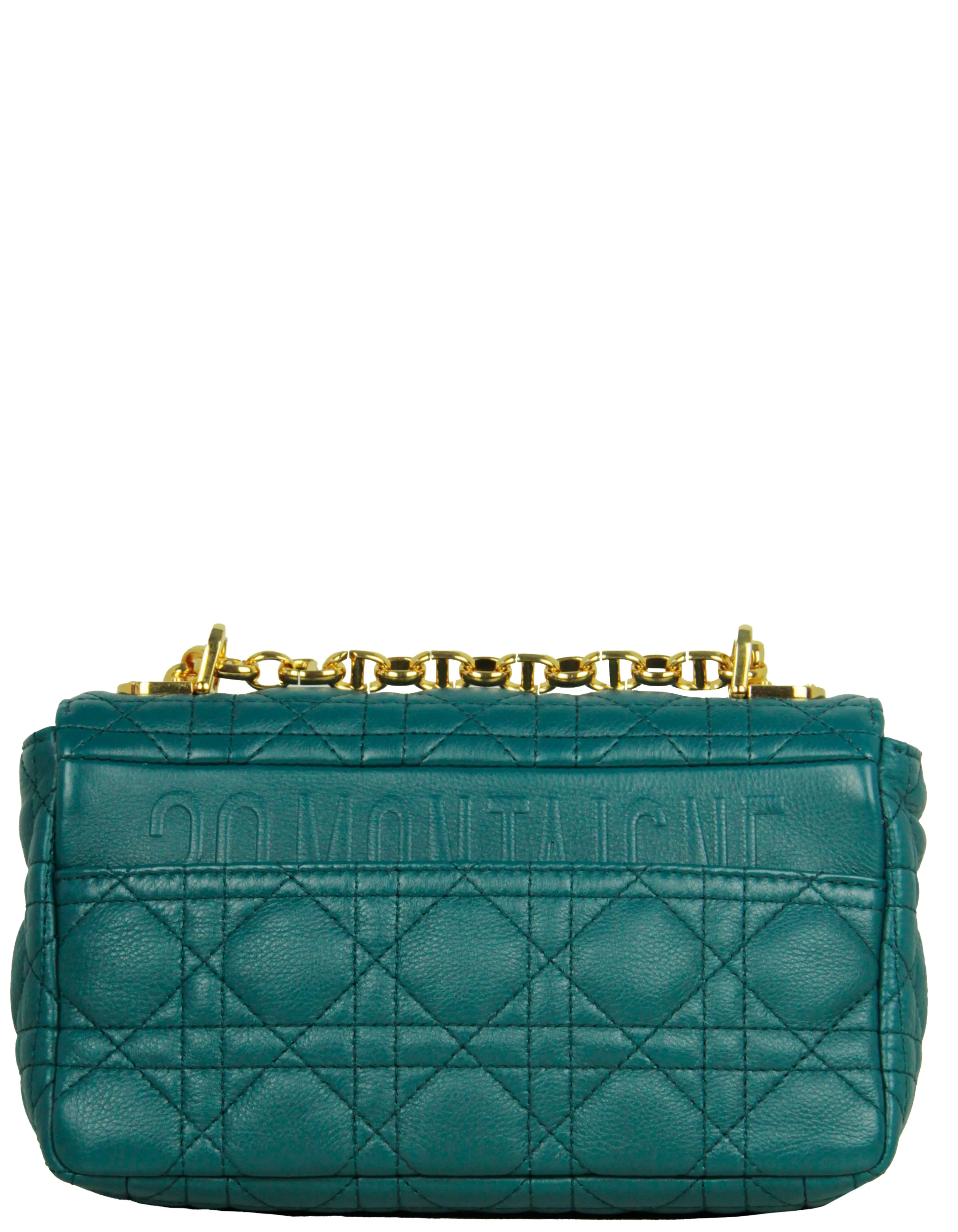 Christian Dior Teal Leather Cannage Small Caro Bag