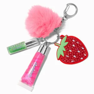 Claire's Strawberry Bling Lip Gloss Keychain | Pink