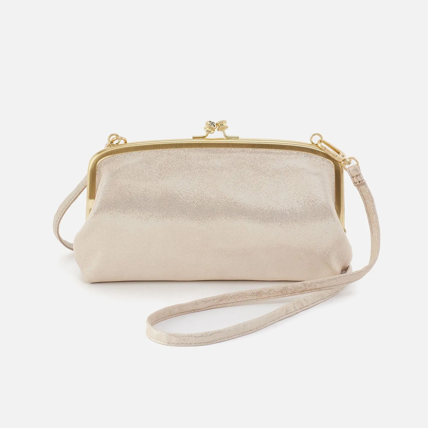 Cora Wallet Crossbody In Metallic Leather - Sand Shimmer