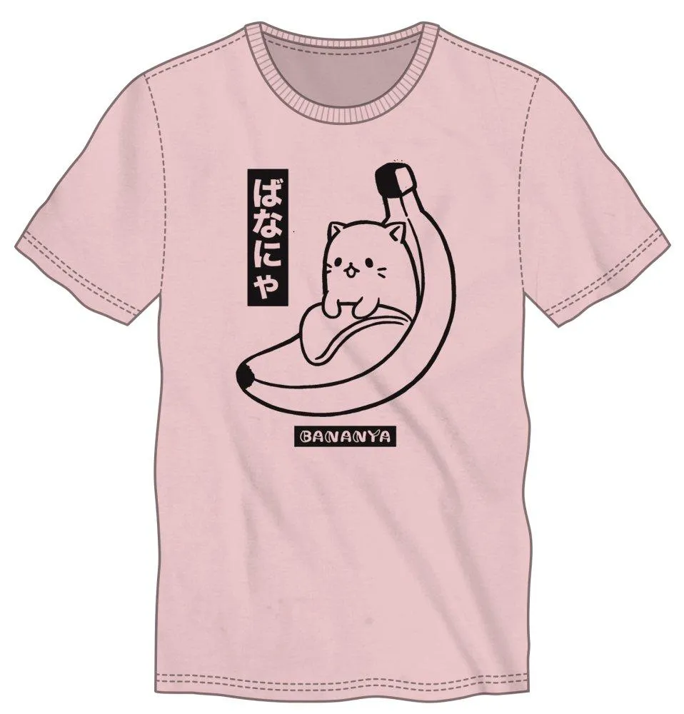 Crunchyroll Bananya Anime Men's Pink T-Shirt Tee Shirt