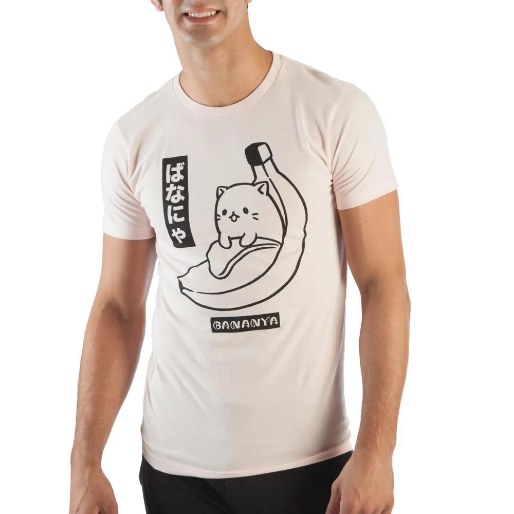 Crunchyroll Bananya Anime Men's Pink T-Shirt Tee Shirt