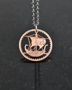 Cyprus - Ancient Ship Cut Coin Pendant