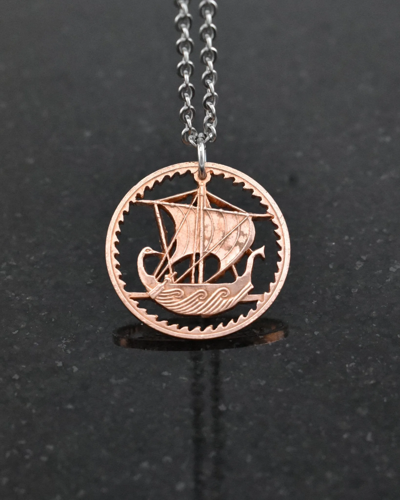Cyprus - Ancient Ship Cut Coin Pendant
