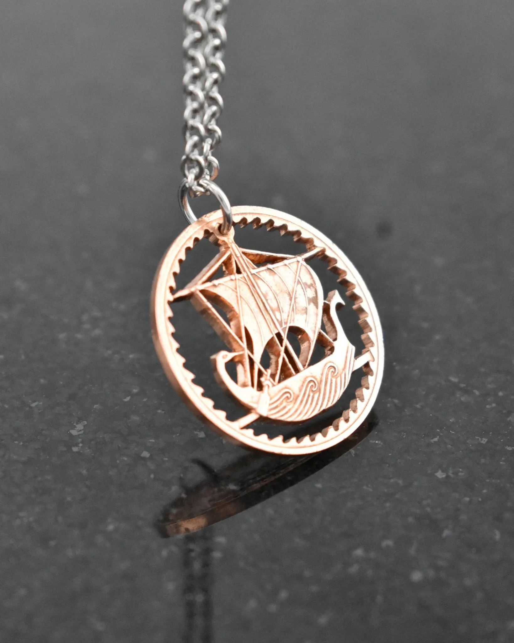 Cyprus - Ancient Ship Cut Coin Pendant