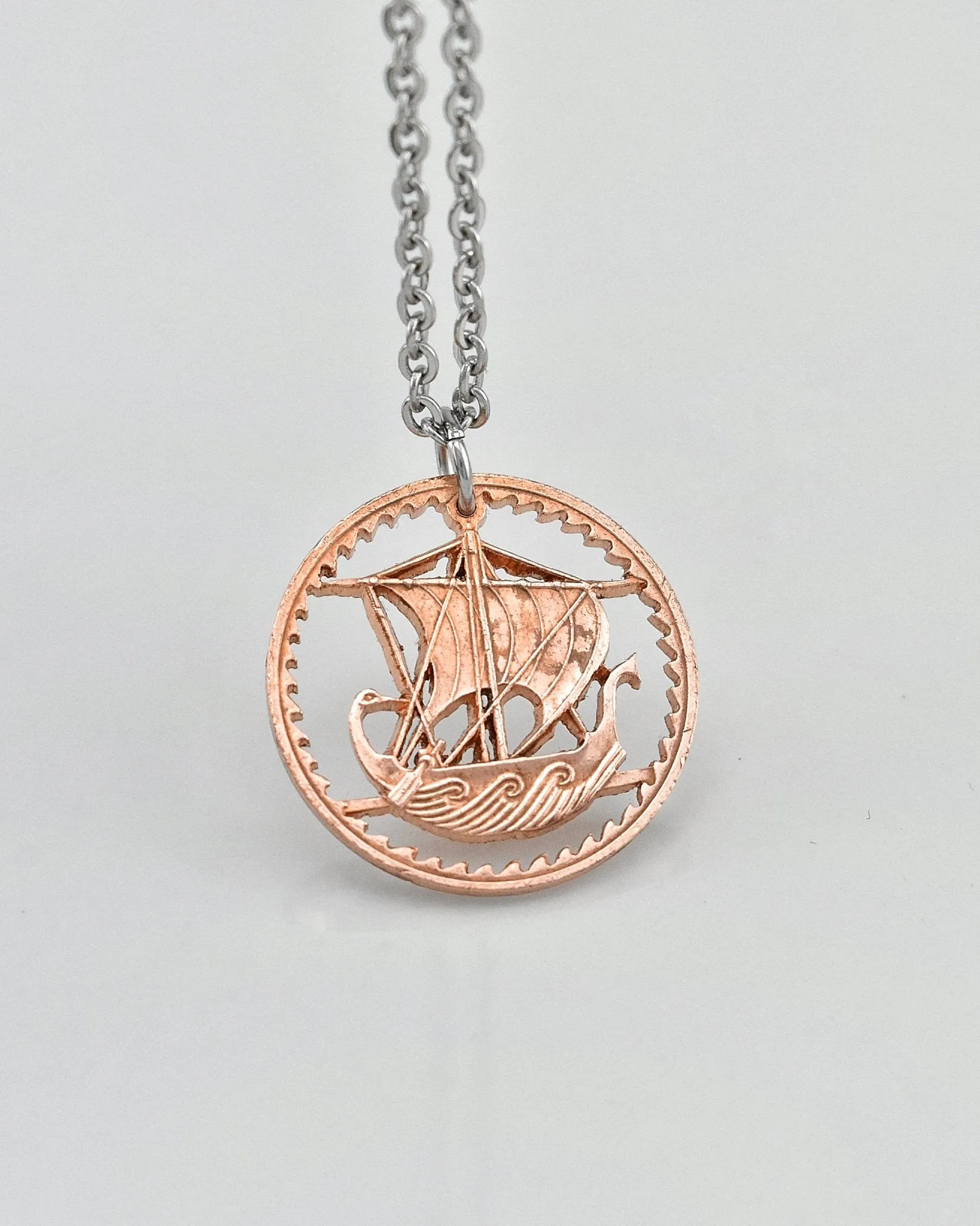 Cyprus - Ancient Ship Cut Coin Pendant