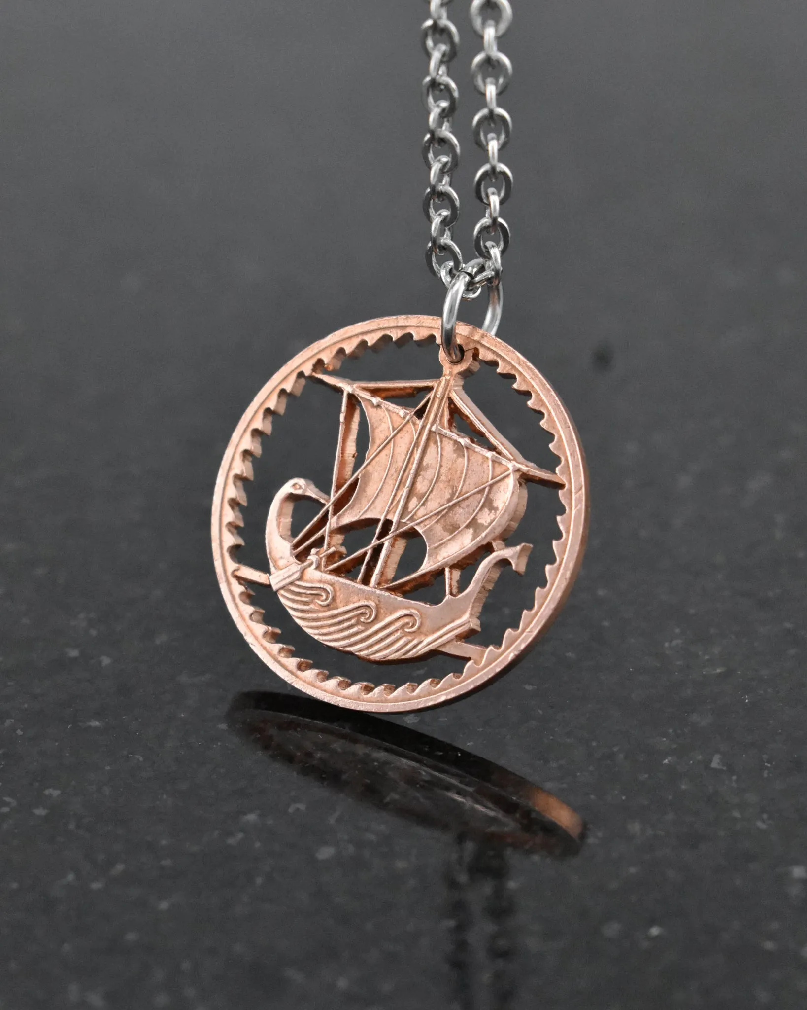 Cyprus - Ancient Ship Cut Coin Pendant