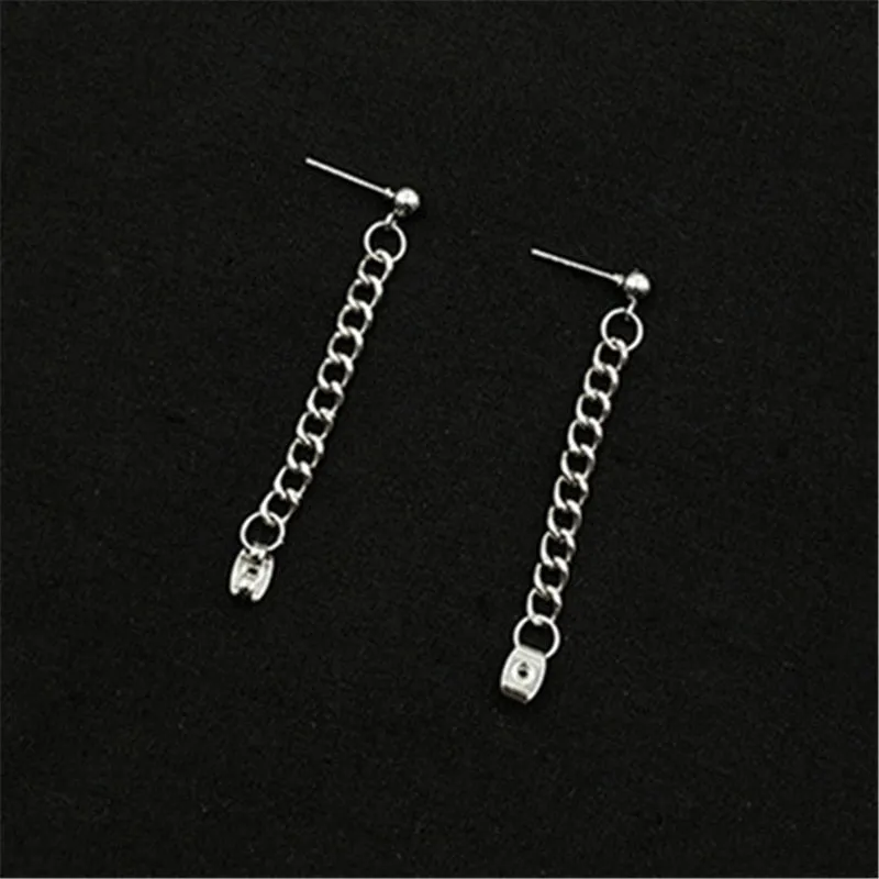 Dark Grey Metal Chain Earrings